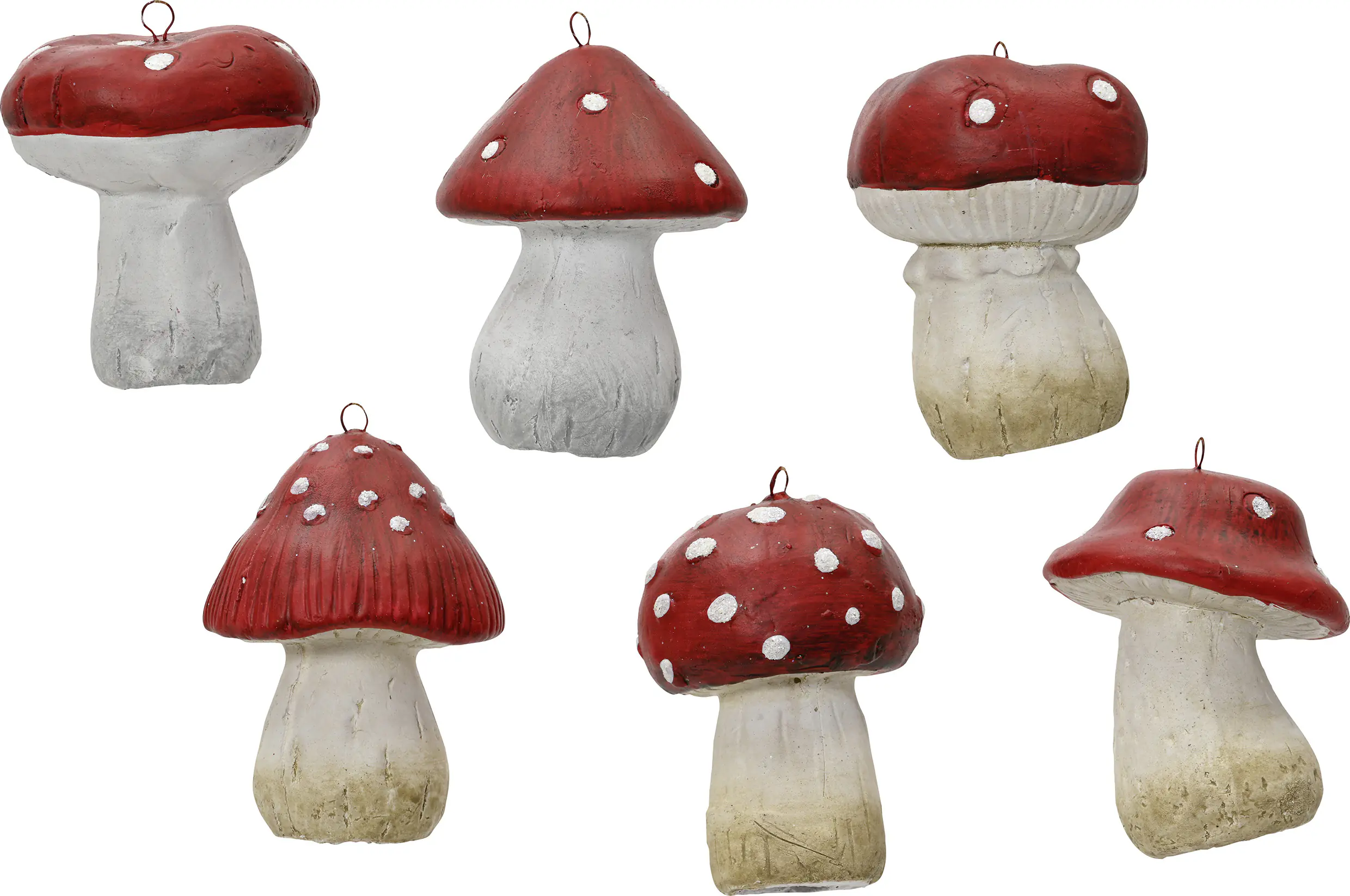 Decoris Weihnachtsanhänger Pilz aus Terrakotta 5,6 x 8,3 cm rot/weiß