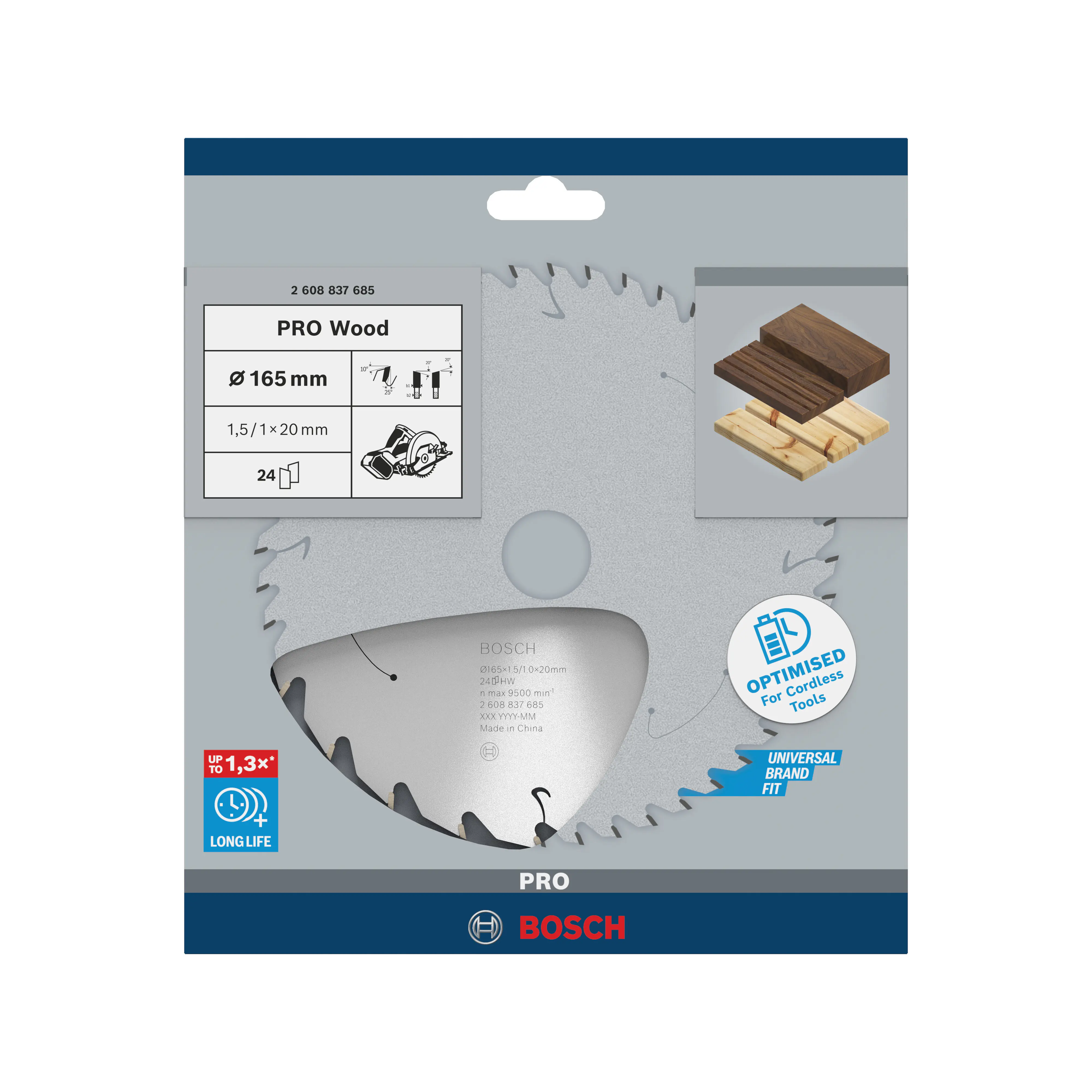 Bosch PRO Wood cordless Kreissägeblatt 165 x 1,5 x 20 mm T24