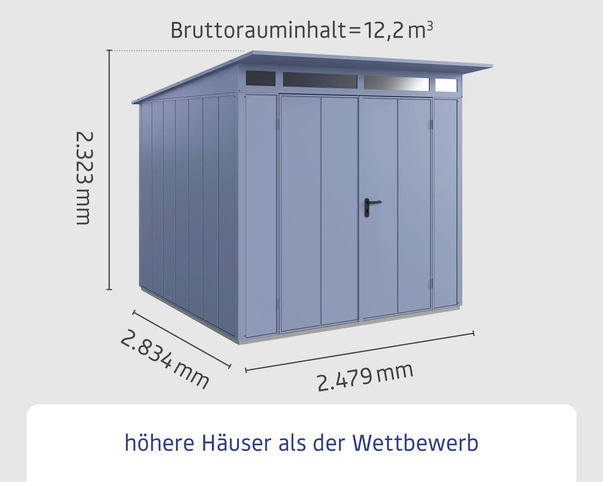 EcoStar Gerätehaus Elegant-P Typ 2 taubenblau 247,9 x 283,4 x 232,3 cm