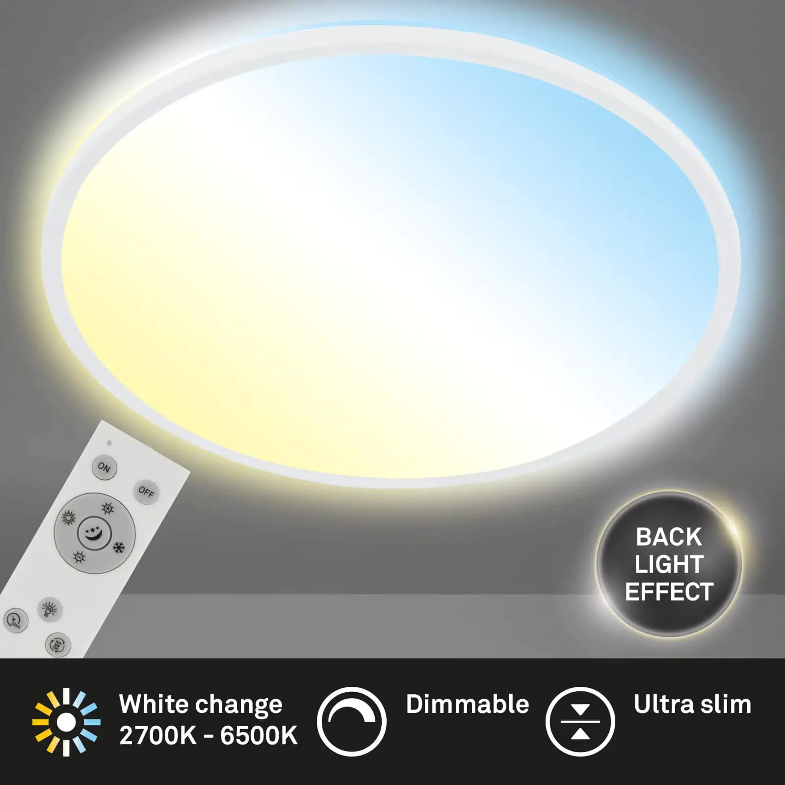 Briloner LED Panel Slim Ø 48 cm, weiß utraflach CCT