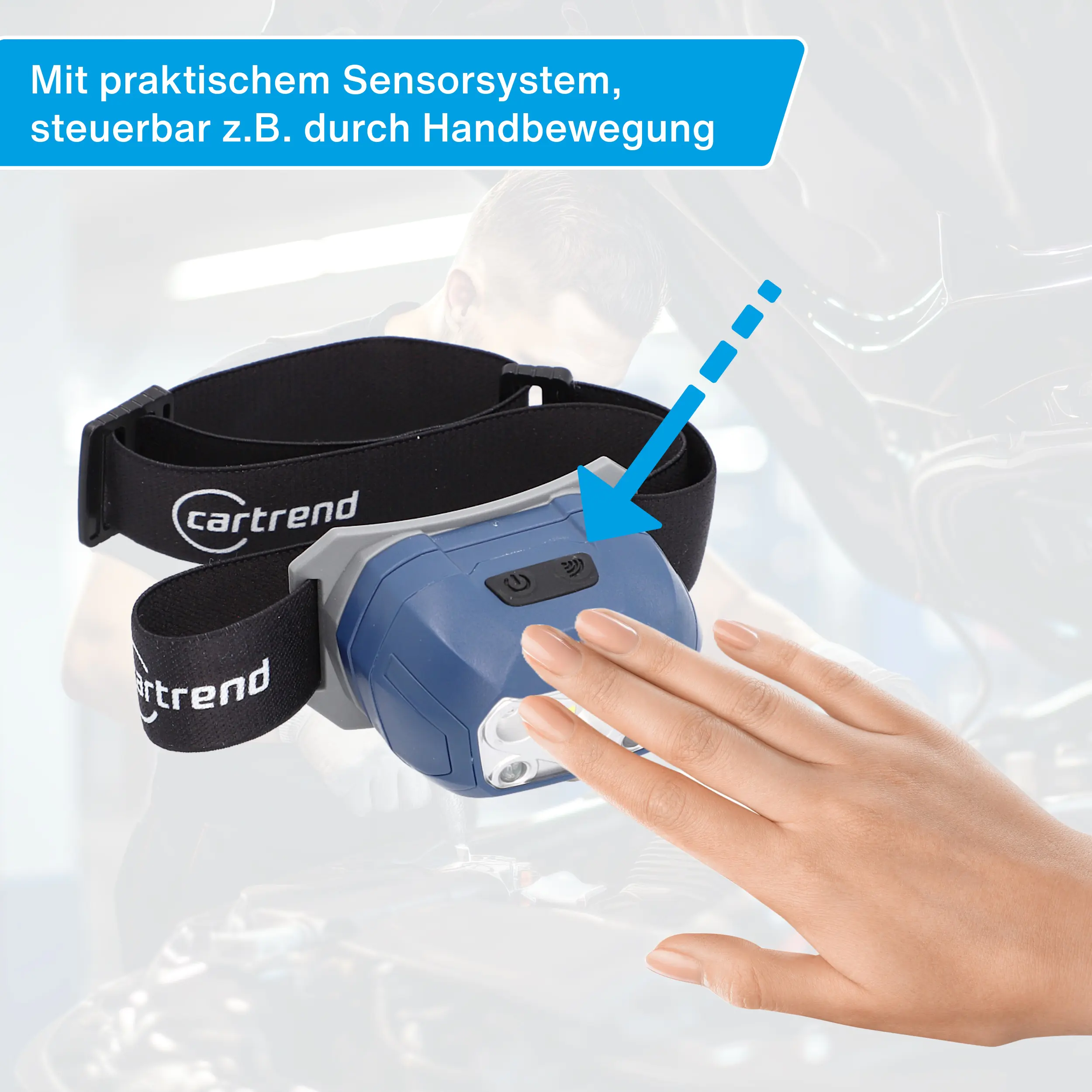 Cartrend LED-Stirnlampe 400 Lumen schwarz-blau