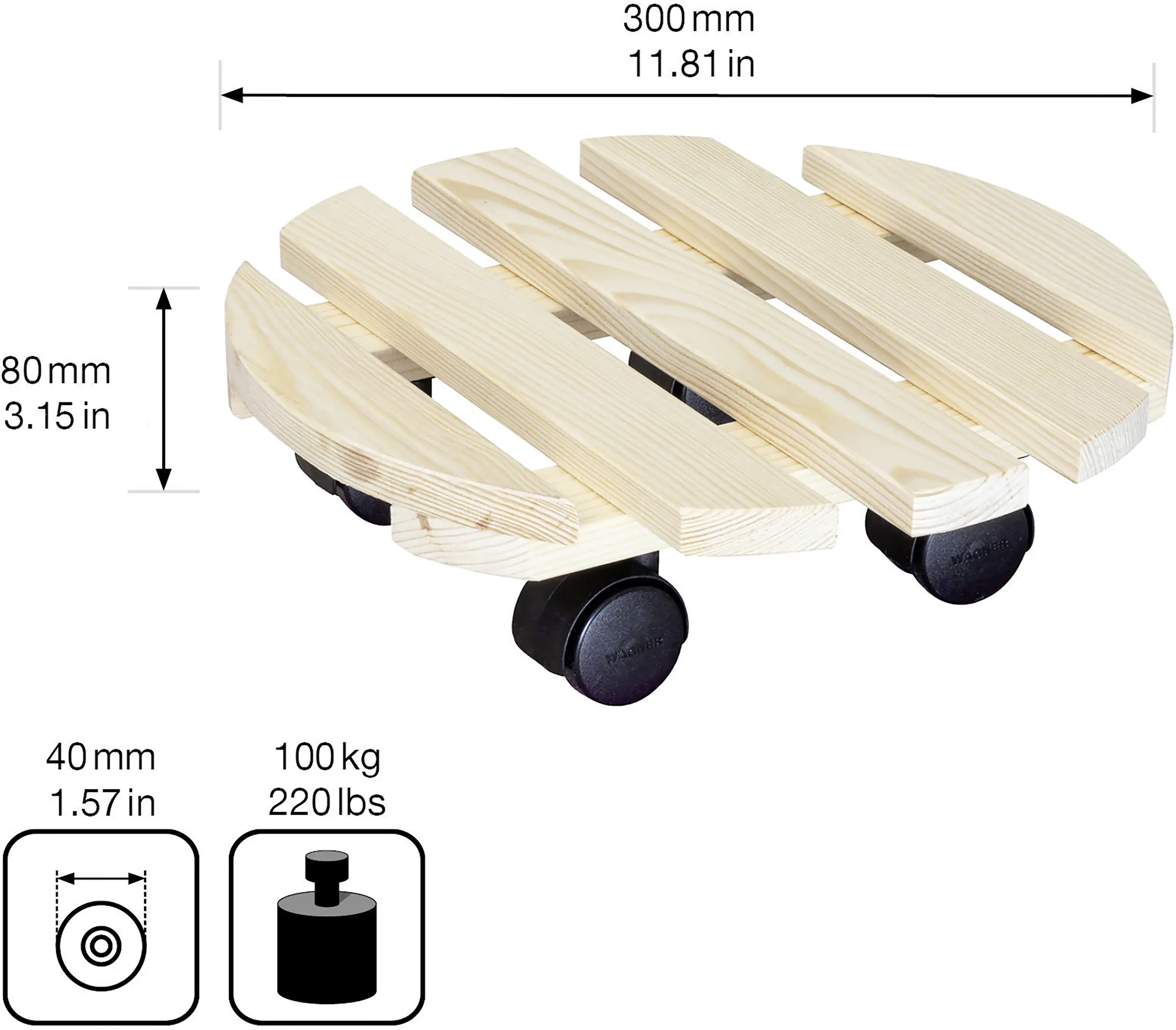 Wagner Multiroller Holz Ø 30 cm natur