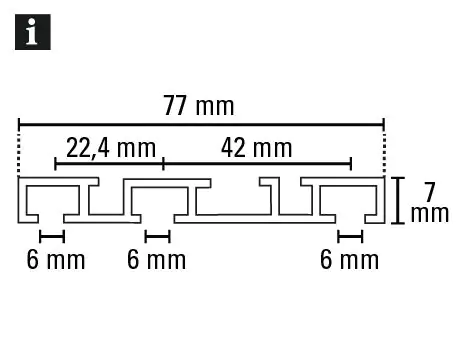Gardinia Aluminium-Vorhangschiene 3-läufig, weiß, 250 cm