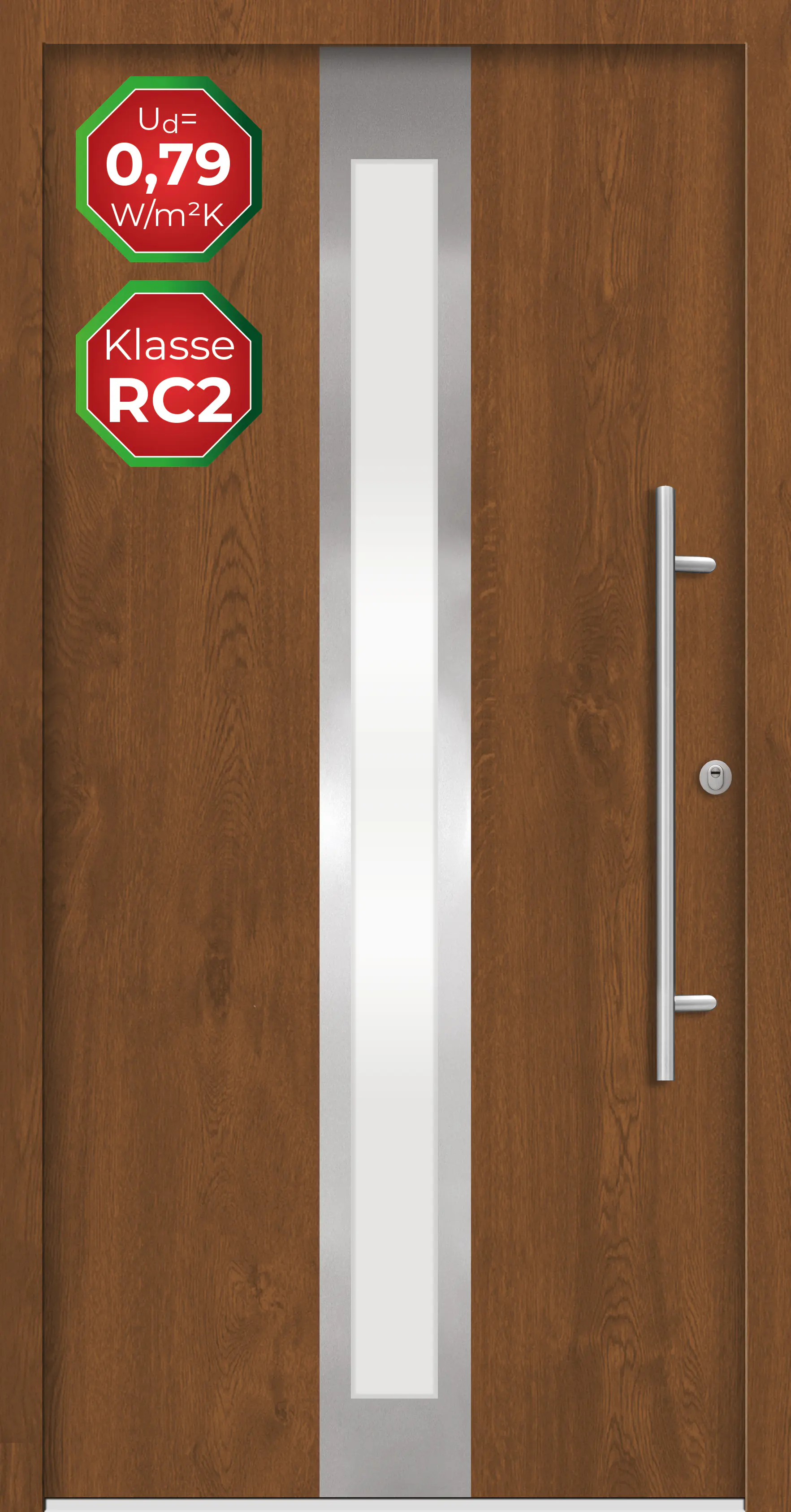 Splendoor Haustür Passivedoor Premium B01 RC2 Golden Oak DIN Rechts 110 x 210 cm