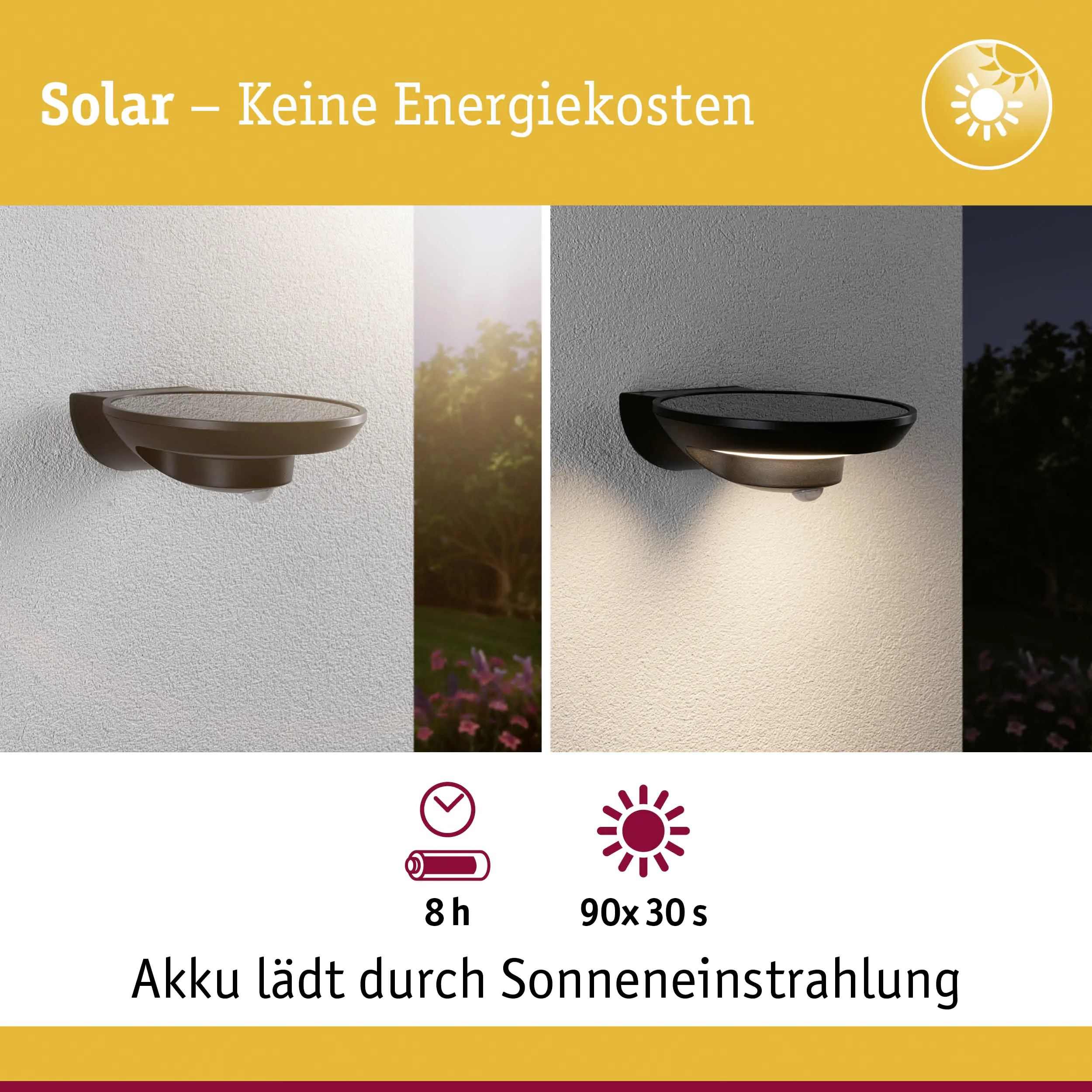 Paulmann Solar-Wandleuchte Borola anthrazit warmweiß mit Bewegungsmelder