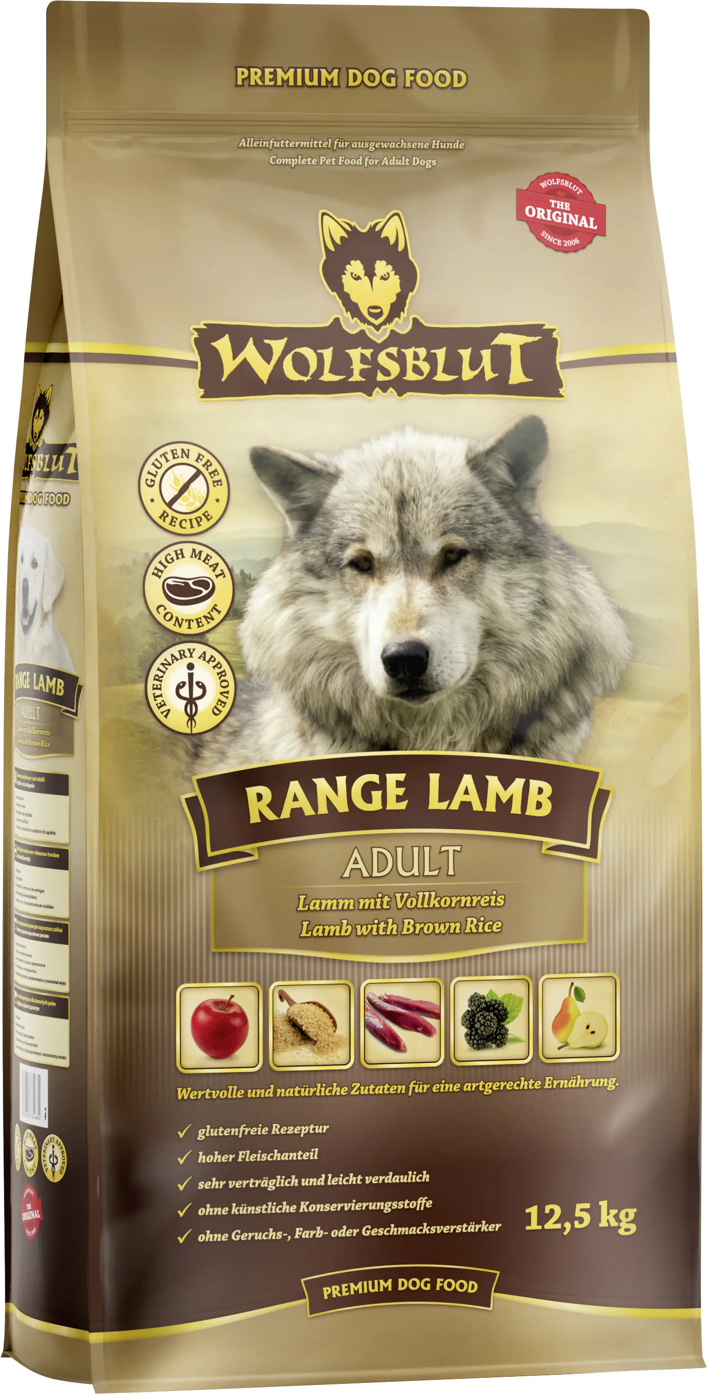 Wolfsblut Range Lamb Hundetrockenfutter Adult glutenfrei 12,5 kg Lamm