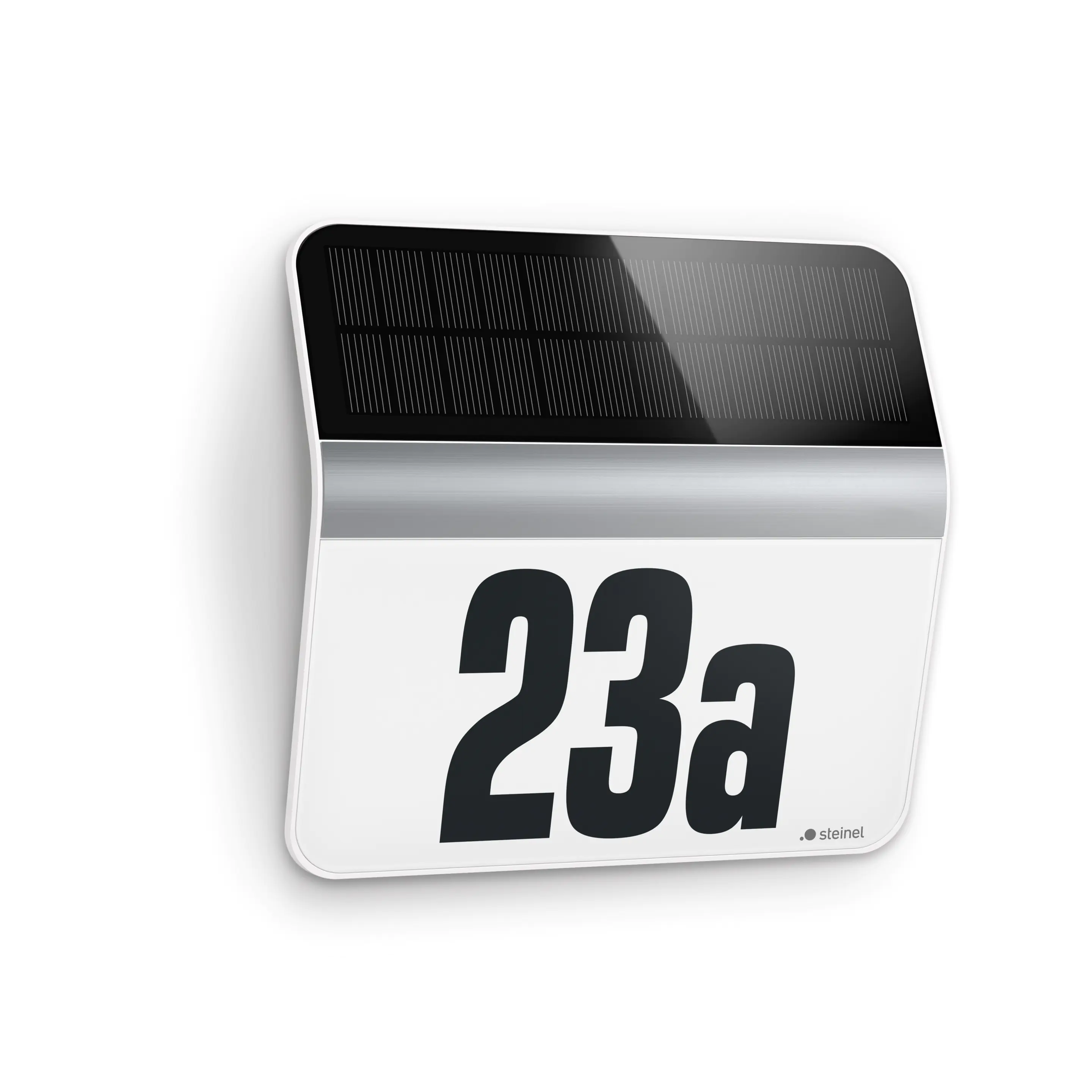 Steinel LED Solarleuchte XSolar LH-N silber mit Hausnummer und Dämmerungssensor