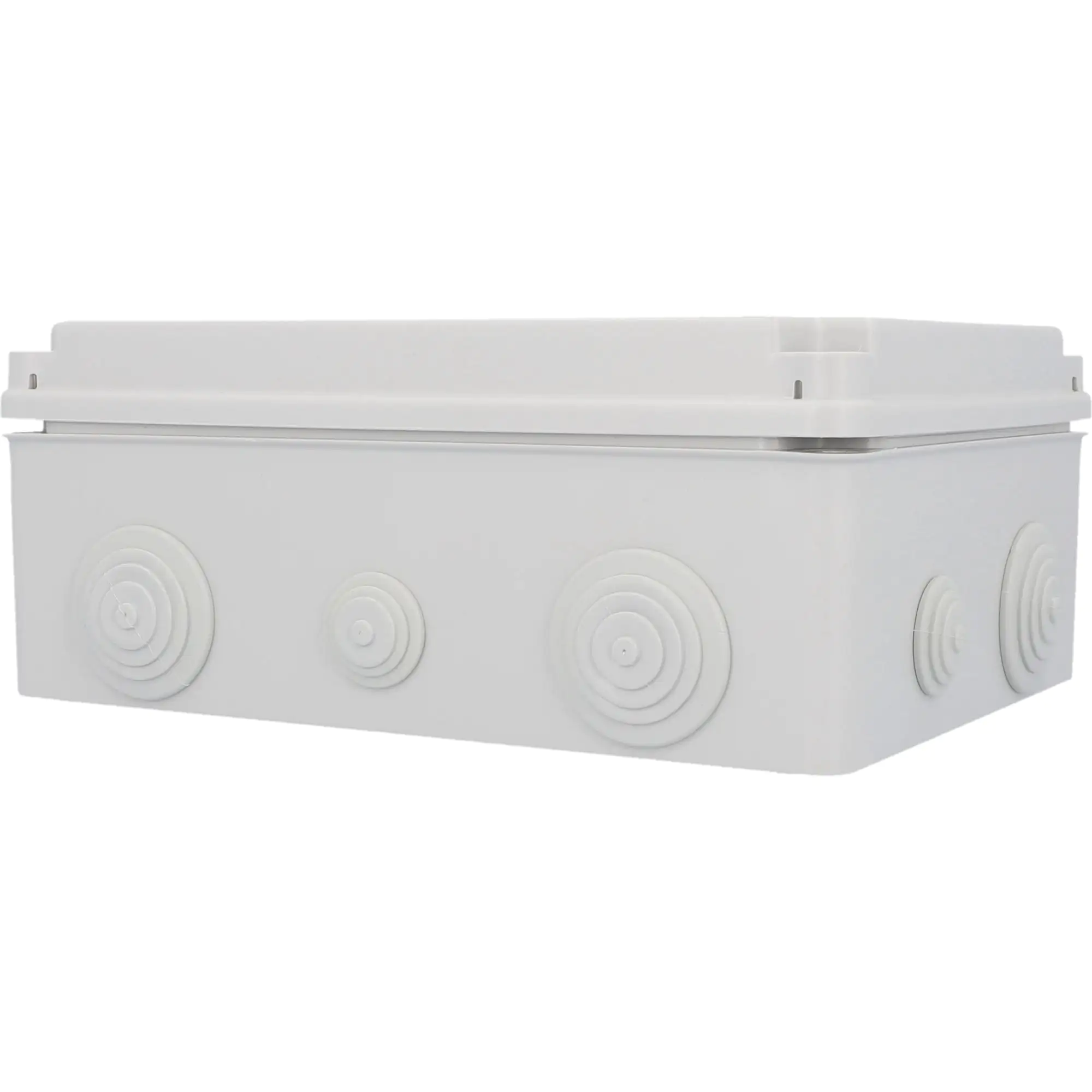 Aufputz- Abzweigdose IP65, mit Schraubdeckel, 250 x 104 x 195 mm, grau