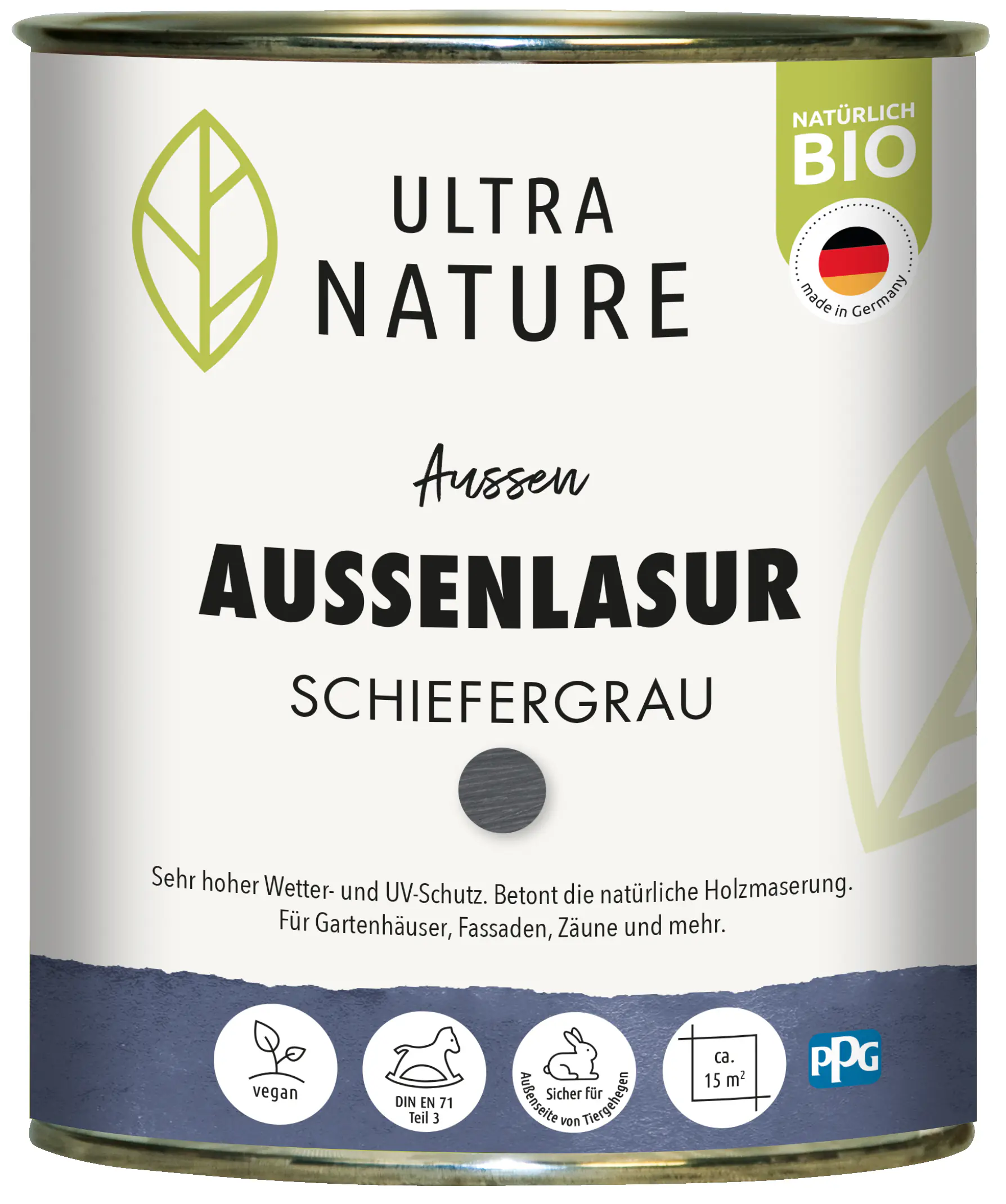 Ultra Nature Außenlasur 750 ml schiefergrau