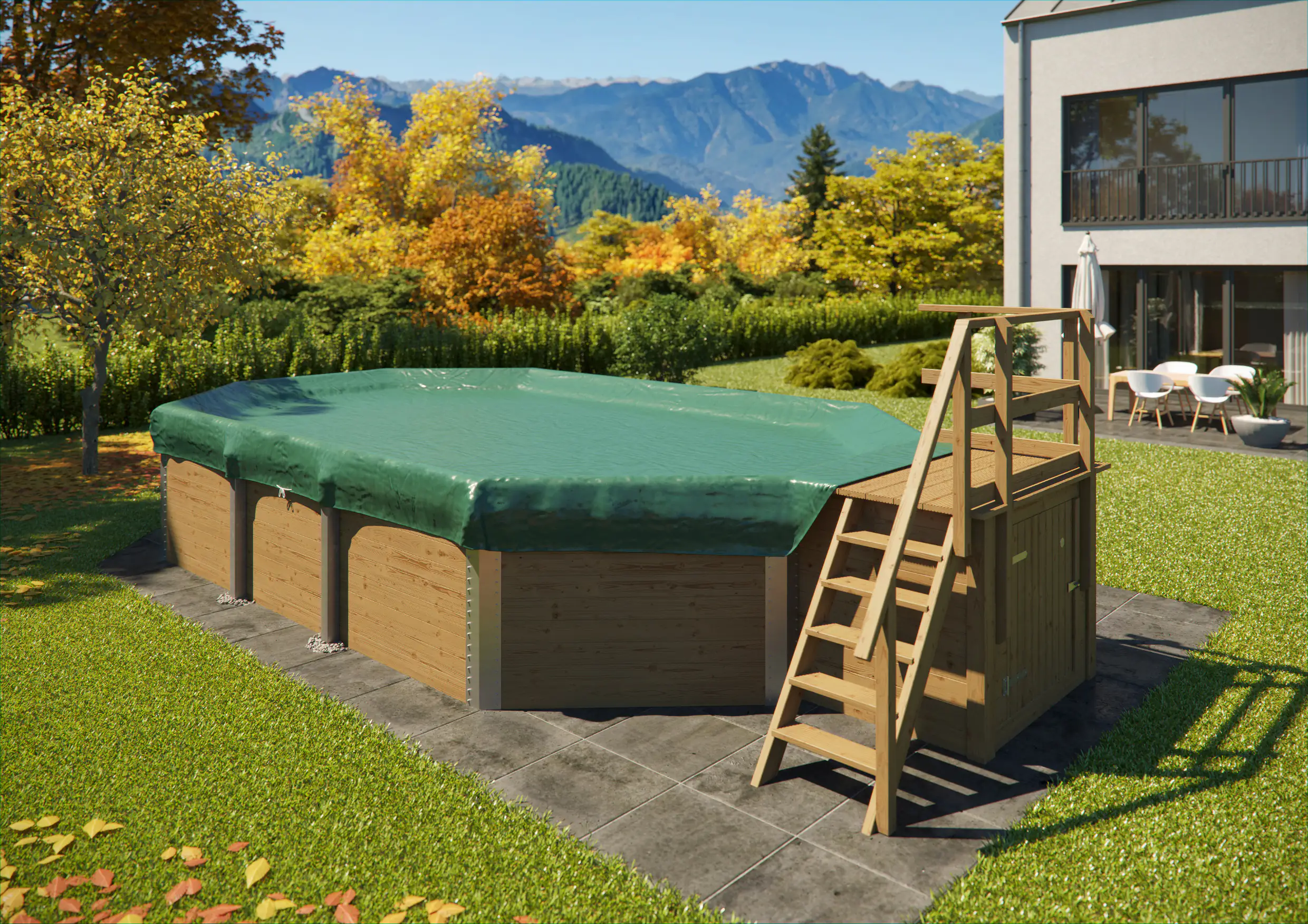 Weka Massivholzpool-Set Grenada 714 x 376 x 116 cm inkl. Sandfilteranlage
