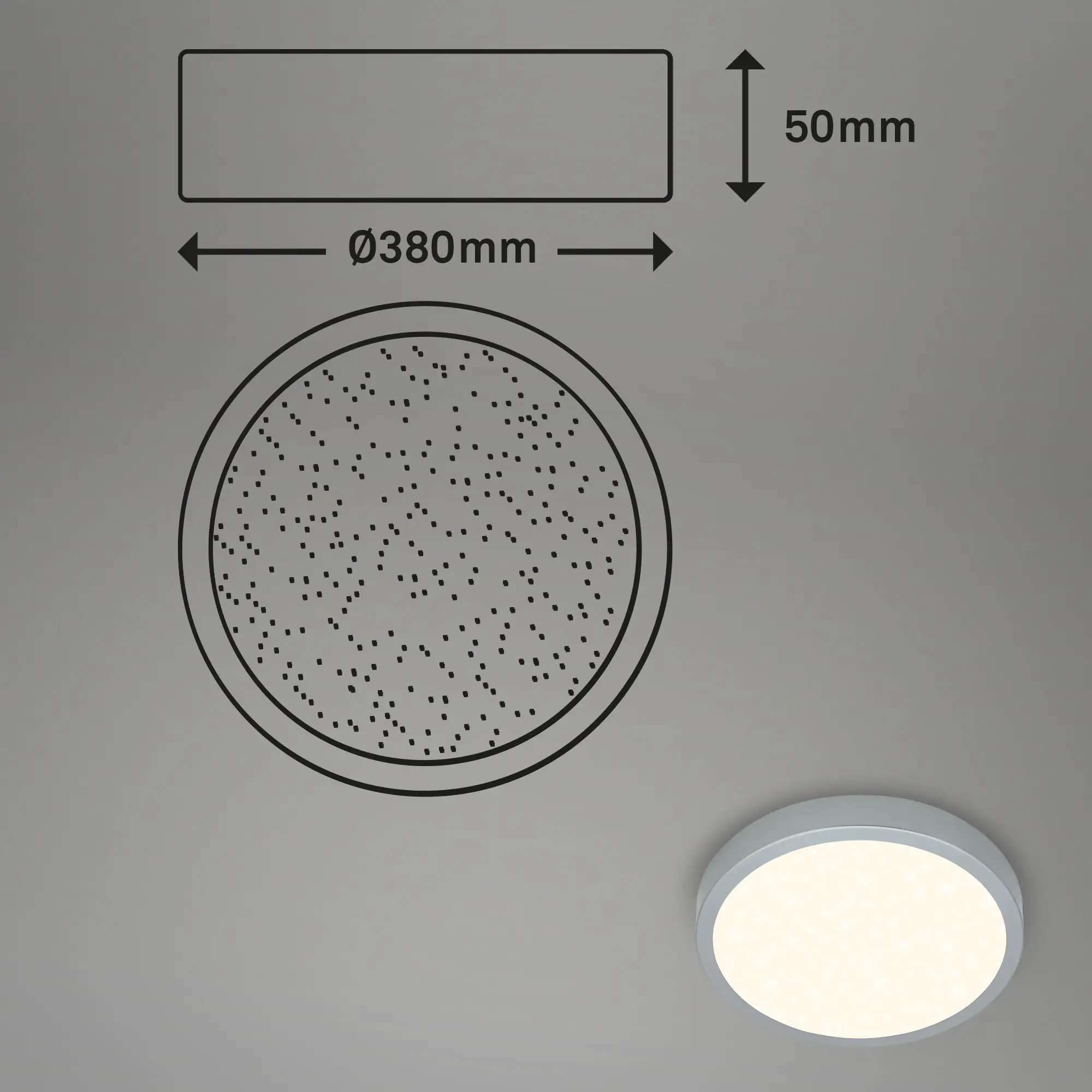 Di-Ka LED Aufbauleuchte Runa silber Ø 38cm