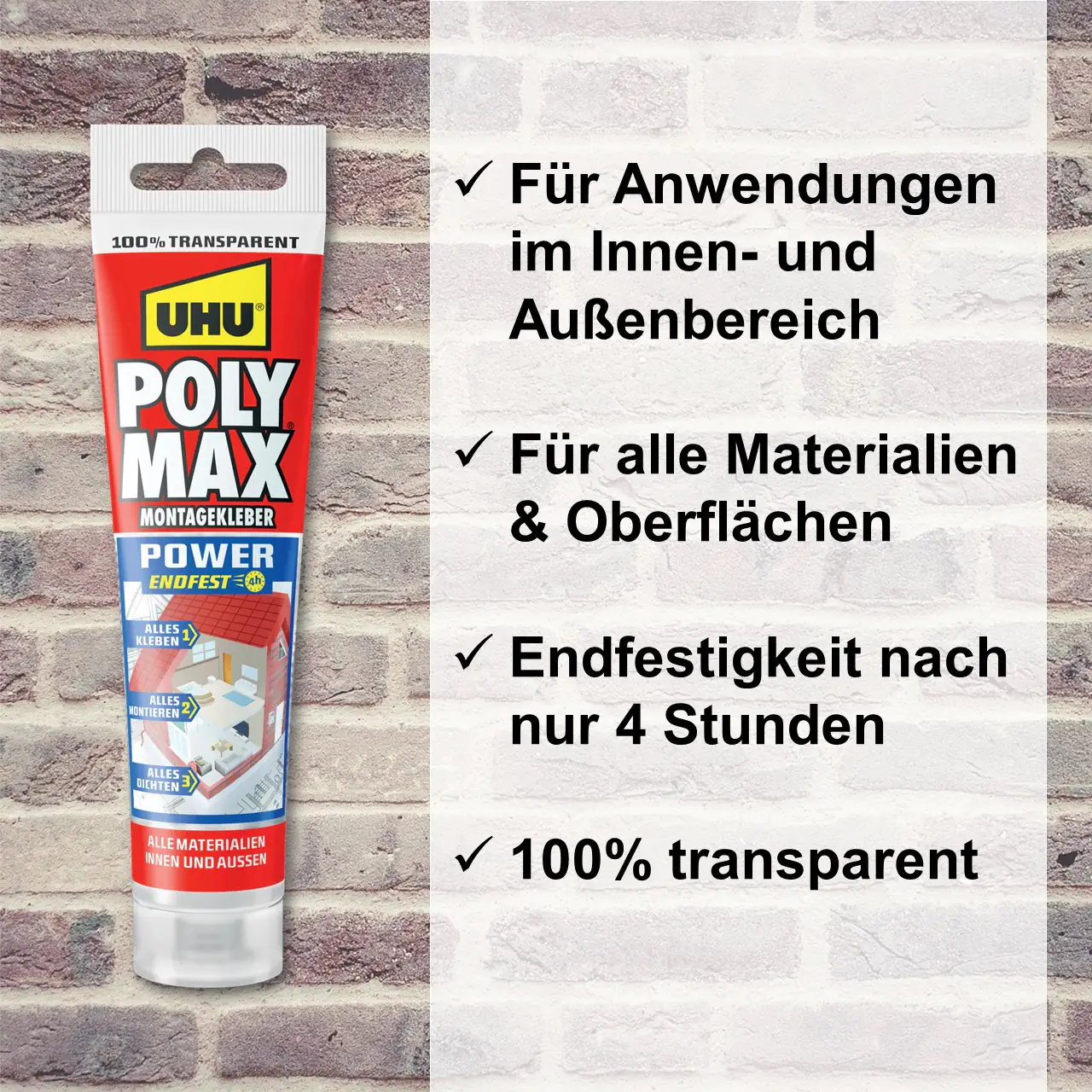 UHU Poly Max Power Montagekleber 115g, transparent