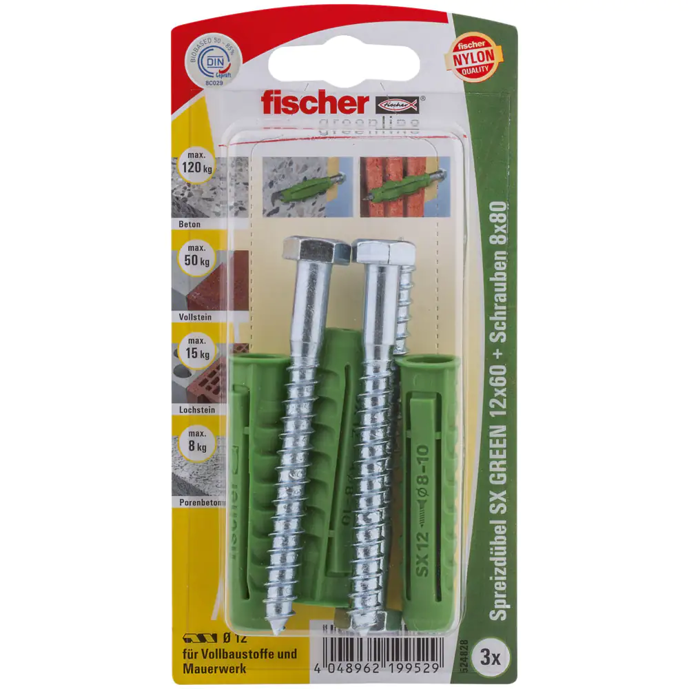 Fischer Spreizdübel SX green 12.0 x 60 mm - 3 Stück