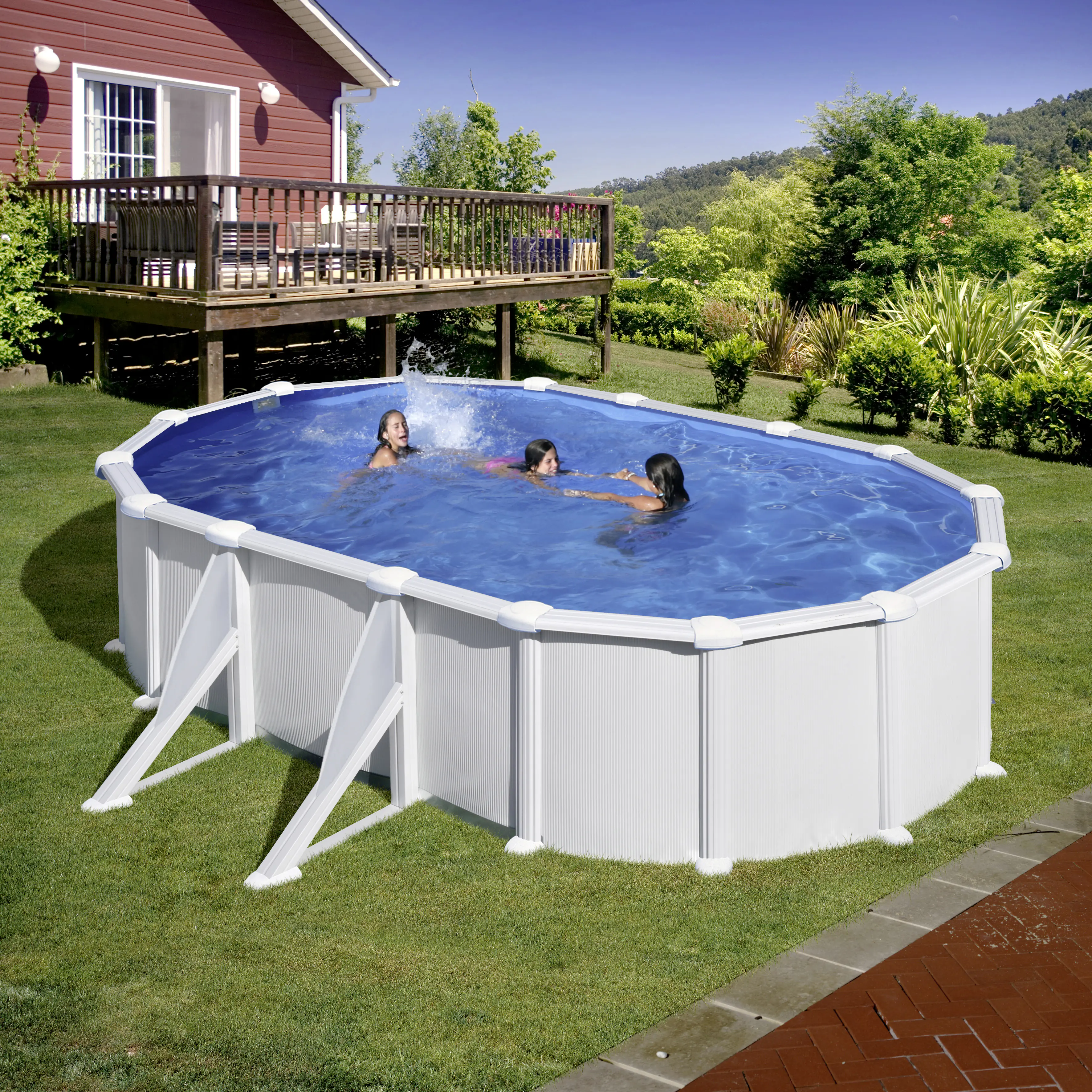 Gre Stahlwandpool Atlantis oval 610 x 375 x 132 cm, weiß
