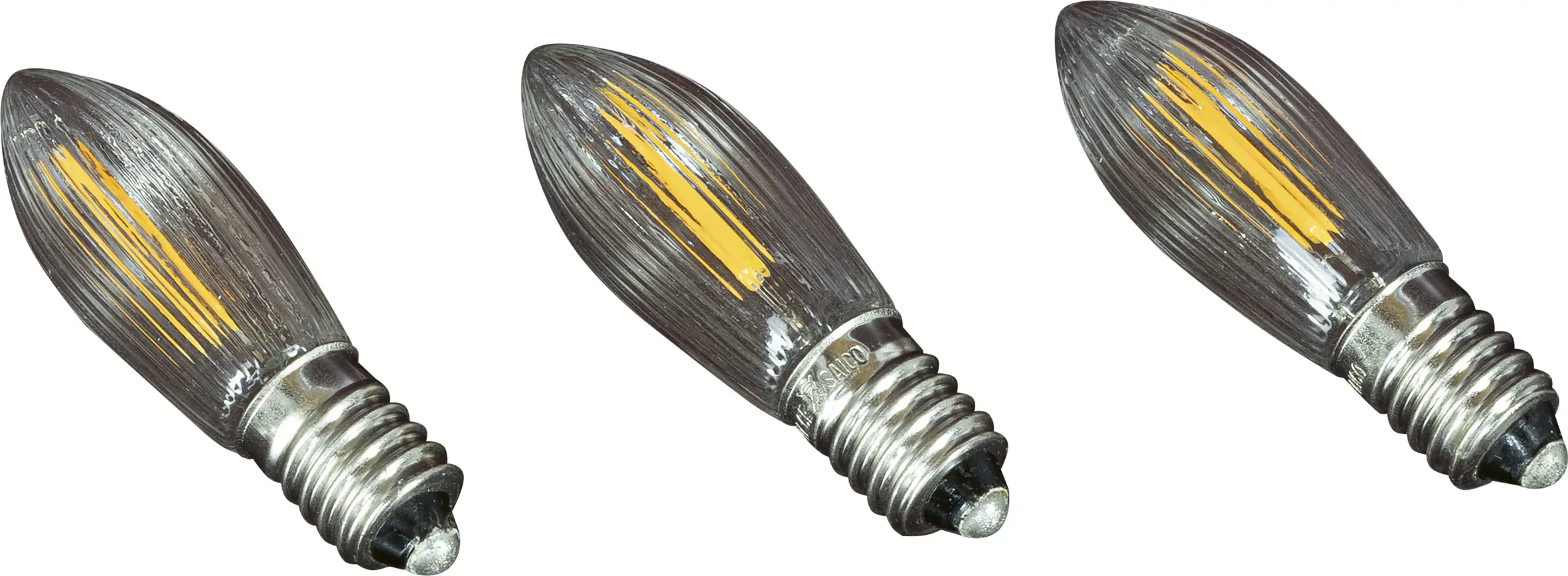 Saico LED-Ersatzlampe Riffelkerze E10 12V 0,2 W warmweiß 3er Pack