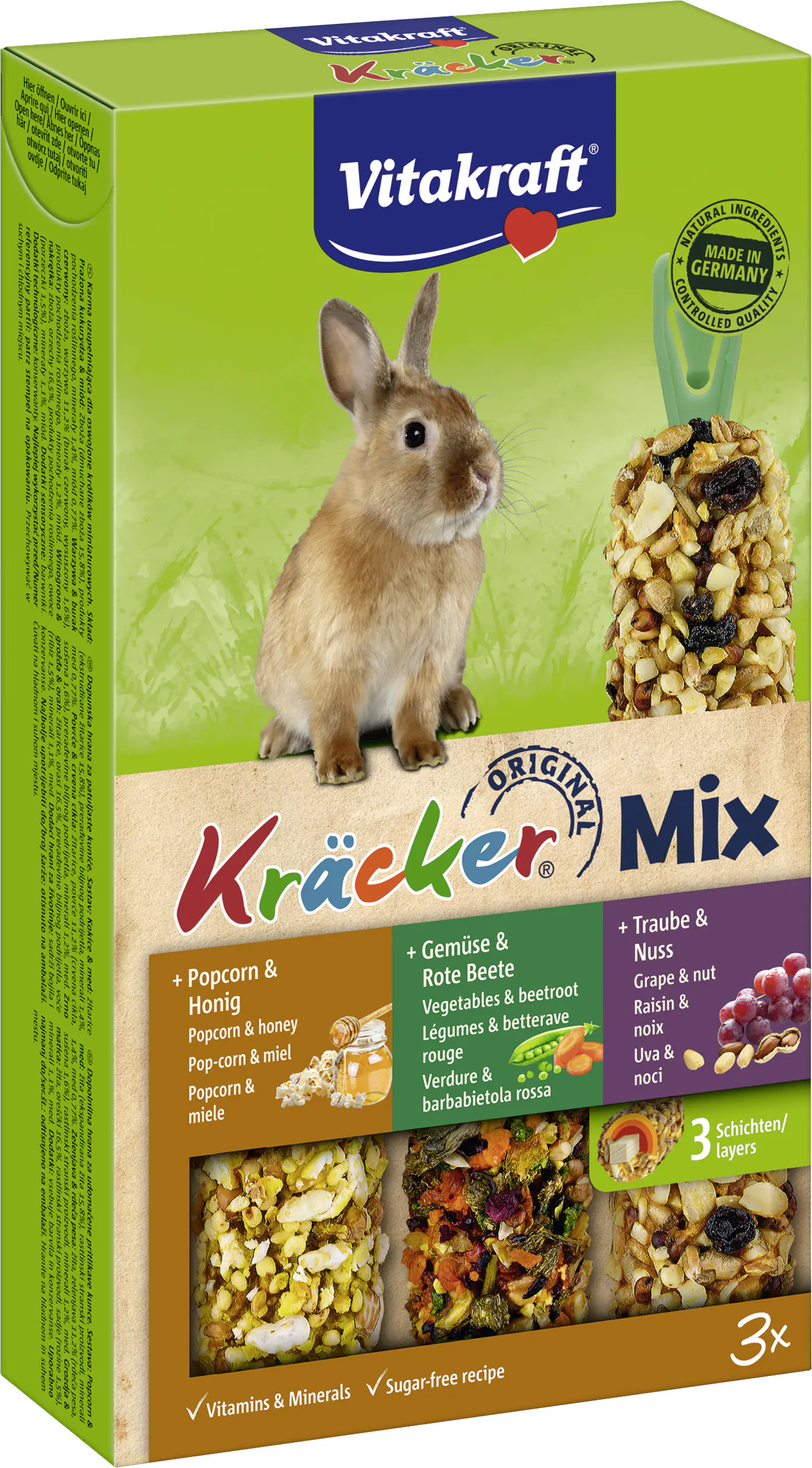 Vitakraft Kräcker® Trio Popcorn Gemüse Nuss 3 Stück / 160 g