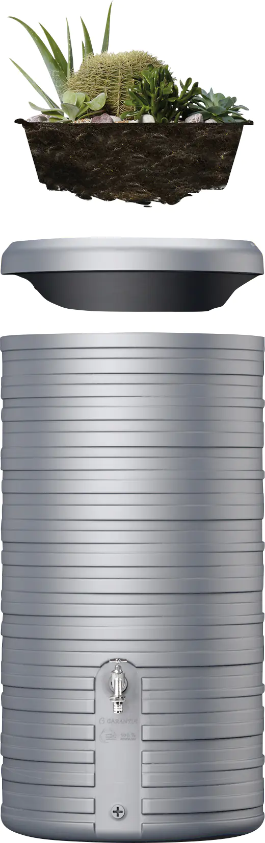Garantia Regenspeicher Nordic 2in1 300 L steingrau mit Pflanzschale