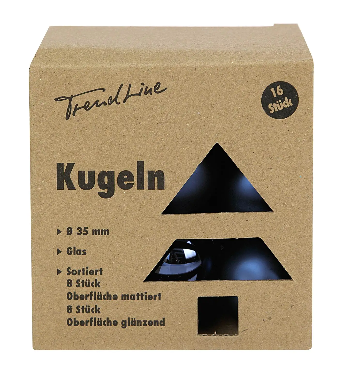 TrendLine Mini-Christbaumkugeln aus Glas Ø 3,5 cm nachtblau 16 Stück