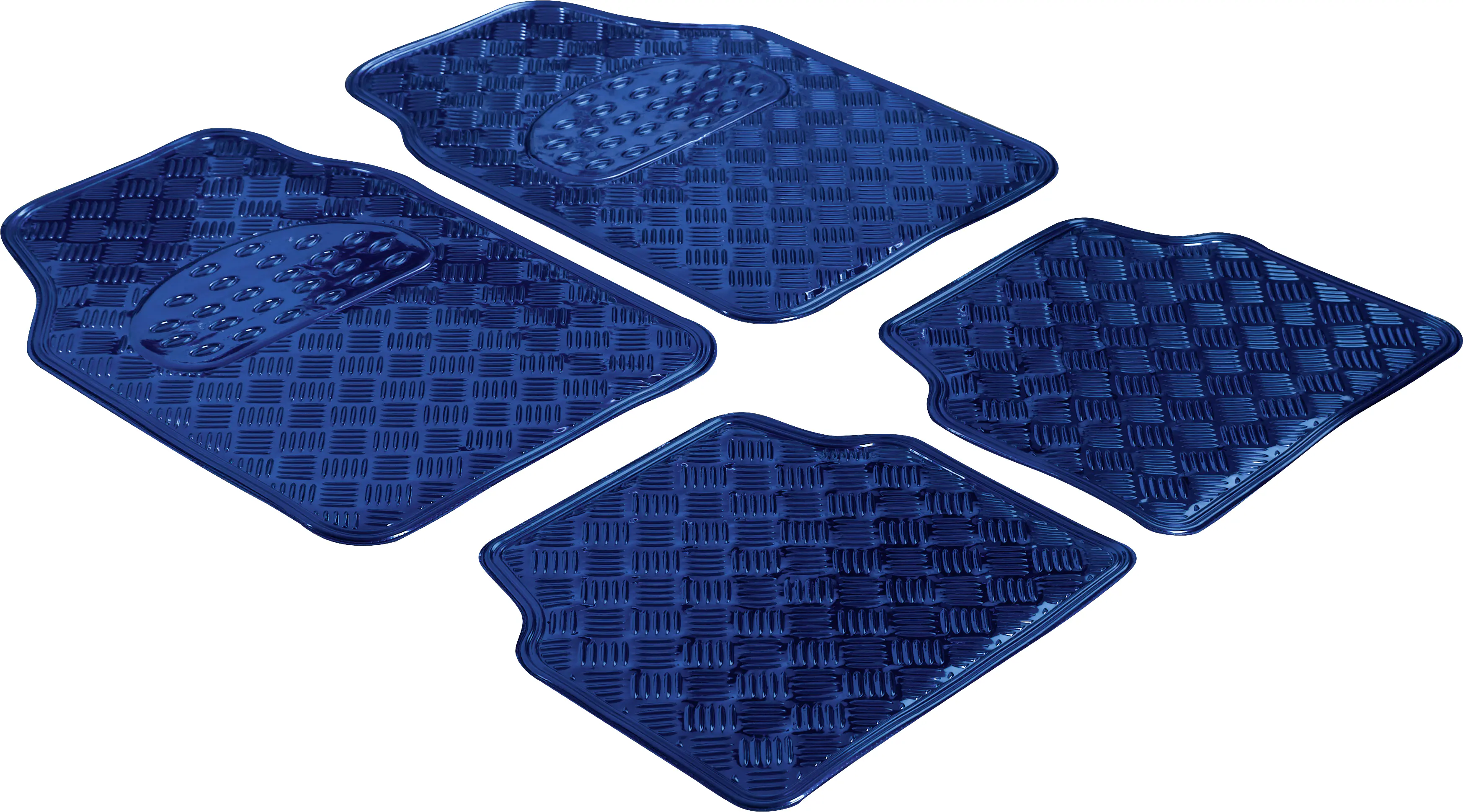 Walser Universal Fußmatten Gummi Metallic RiffelblechLook Komplett-Set blau