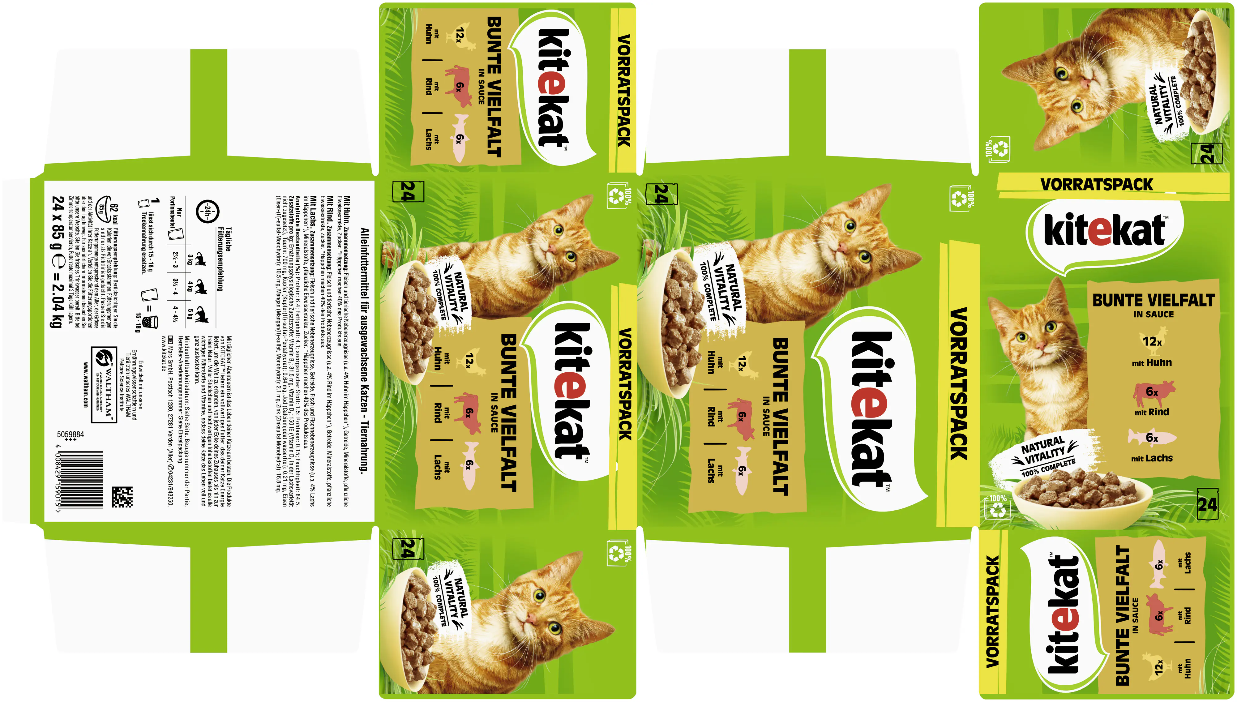 Kitekat Bunte Vielfalt in Sauce Multipack Vorratspack 24x85 g