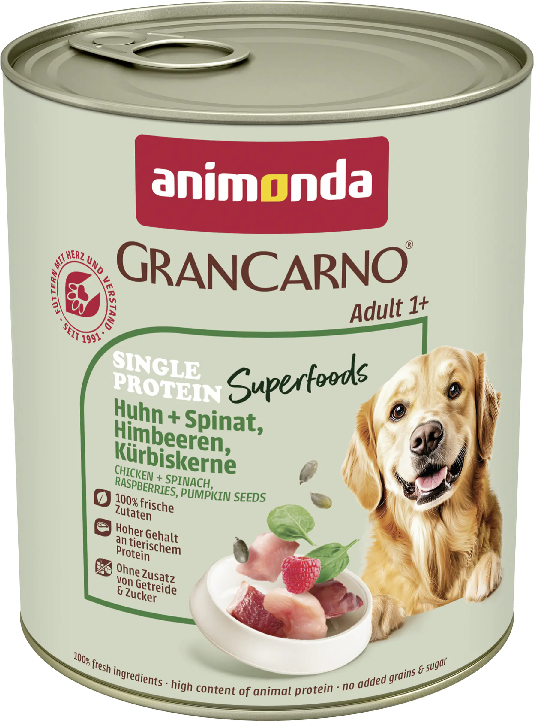 Animonda GranCarno Hundenassfutter Adult Superfoods getreidefrei 800 g Huhn