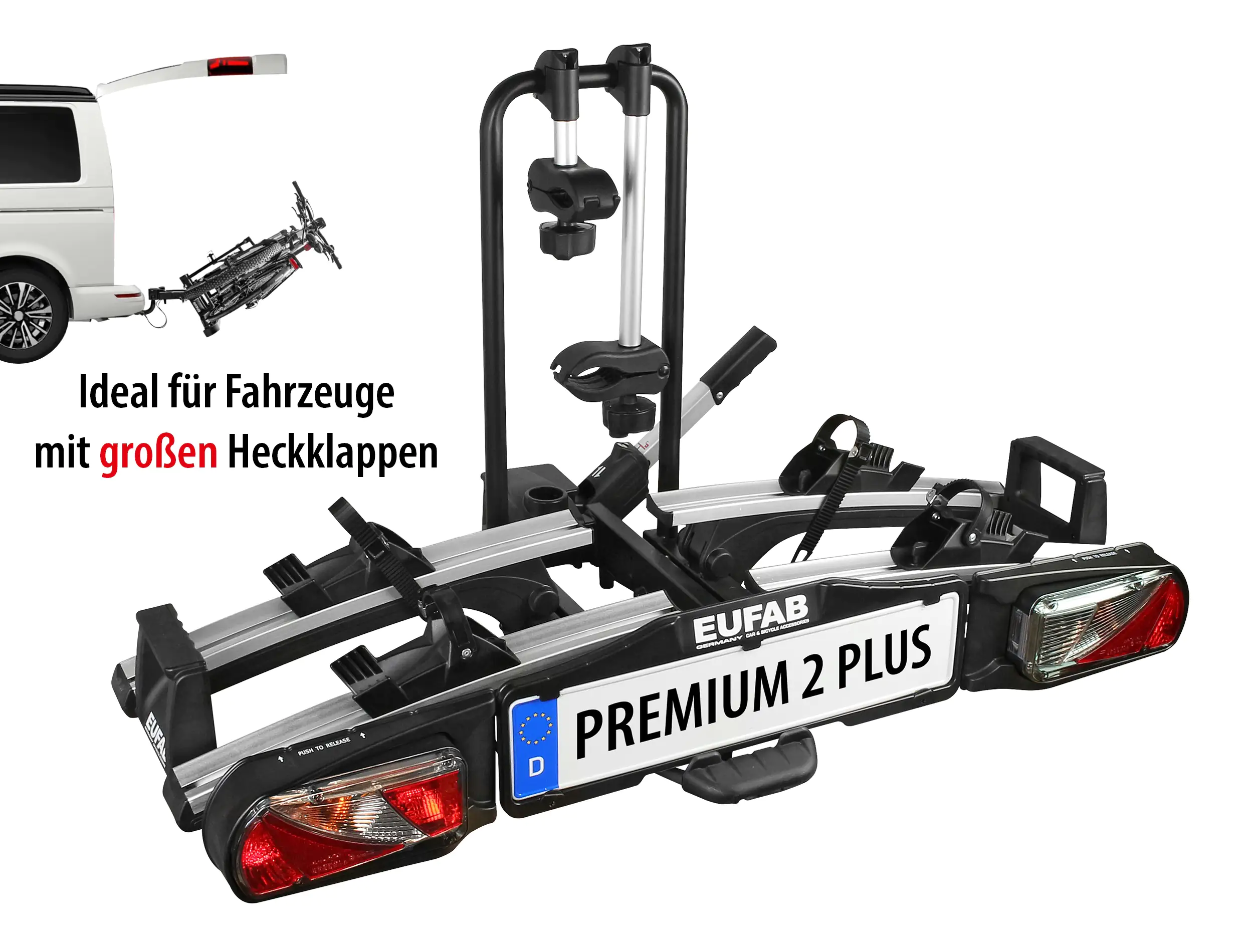 EUFAB Fahrradheckträger Premium 2 Plus für 2 Fahrräder abklappbar