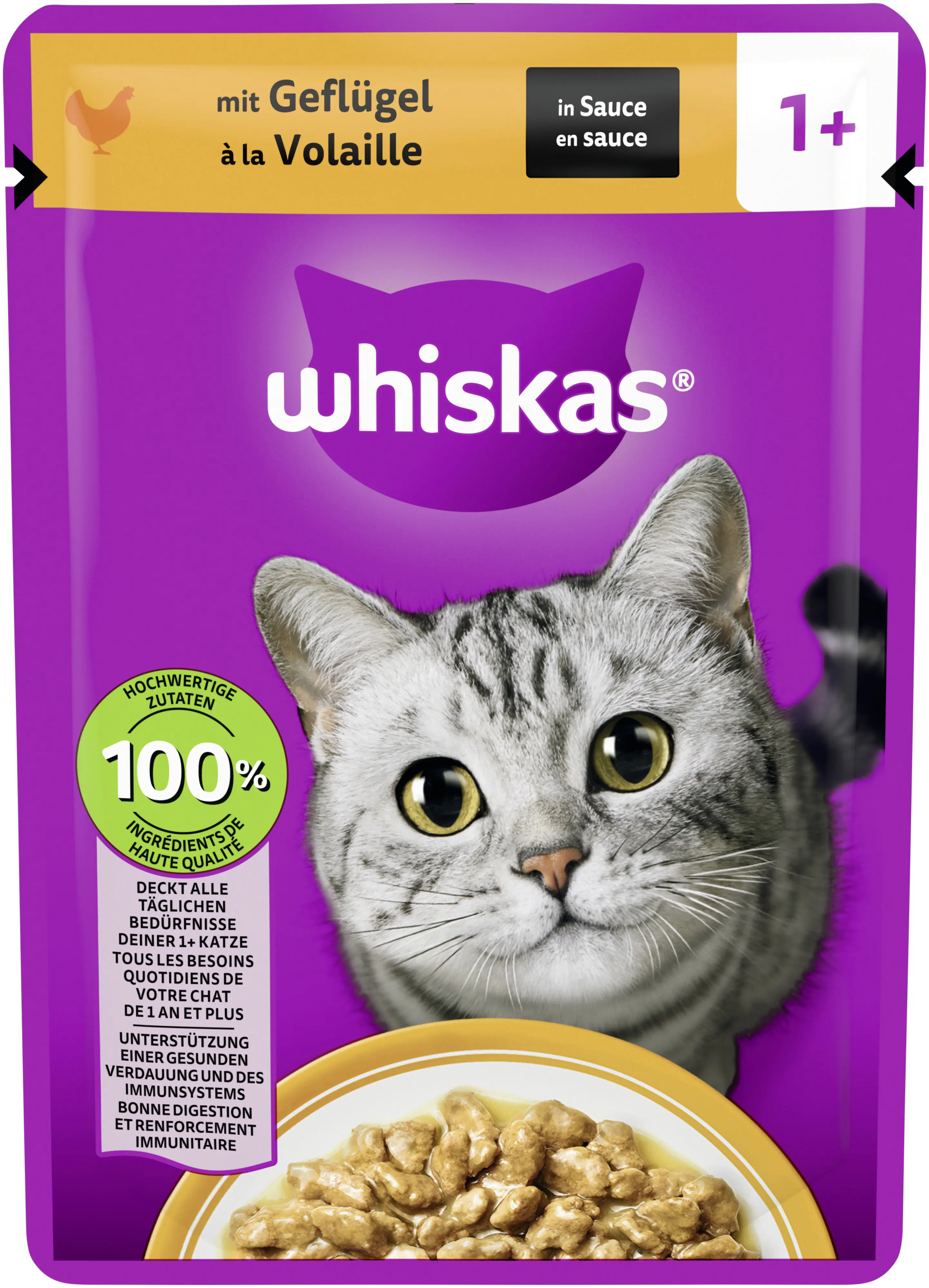 Whiskas Katzennassfutter Adult 28 x 85 g Geflügel in Sauce