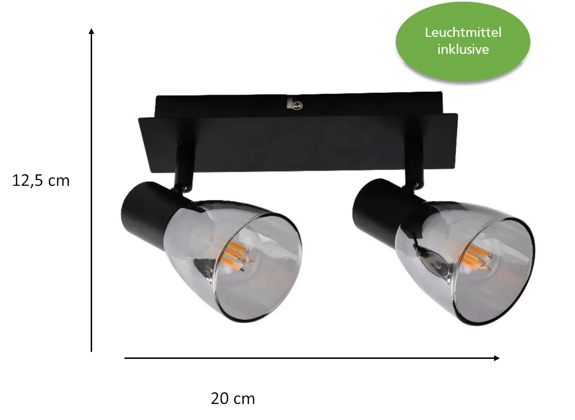 Primaster LED-Deckenlampe 2er Spot Miami E14 20 x 12,5 cm schwarz