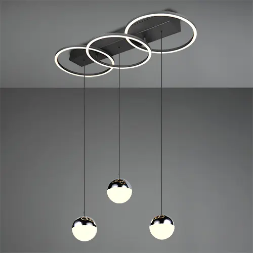 Reality LED-Pendelleuchte Larino 75x30 cm schwarz matt getrennt schaltbar CCT
