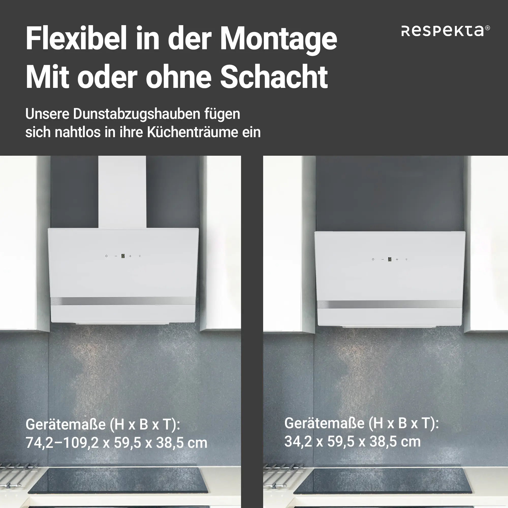 respekta Design-Schräghaube 60 cm weiß Typ / Modell: CH 24060WAM 60 cm