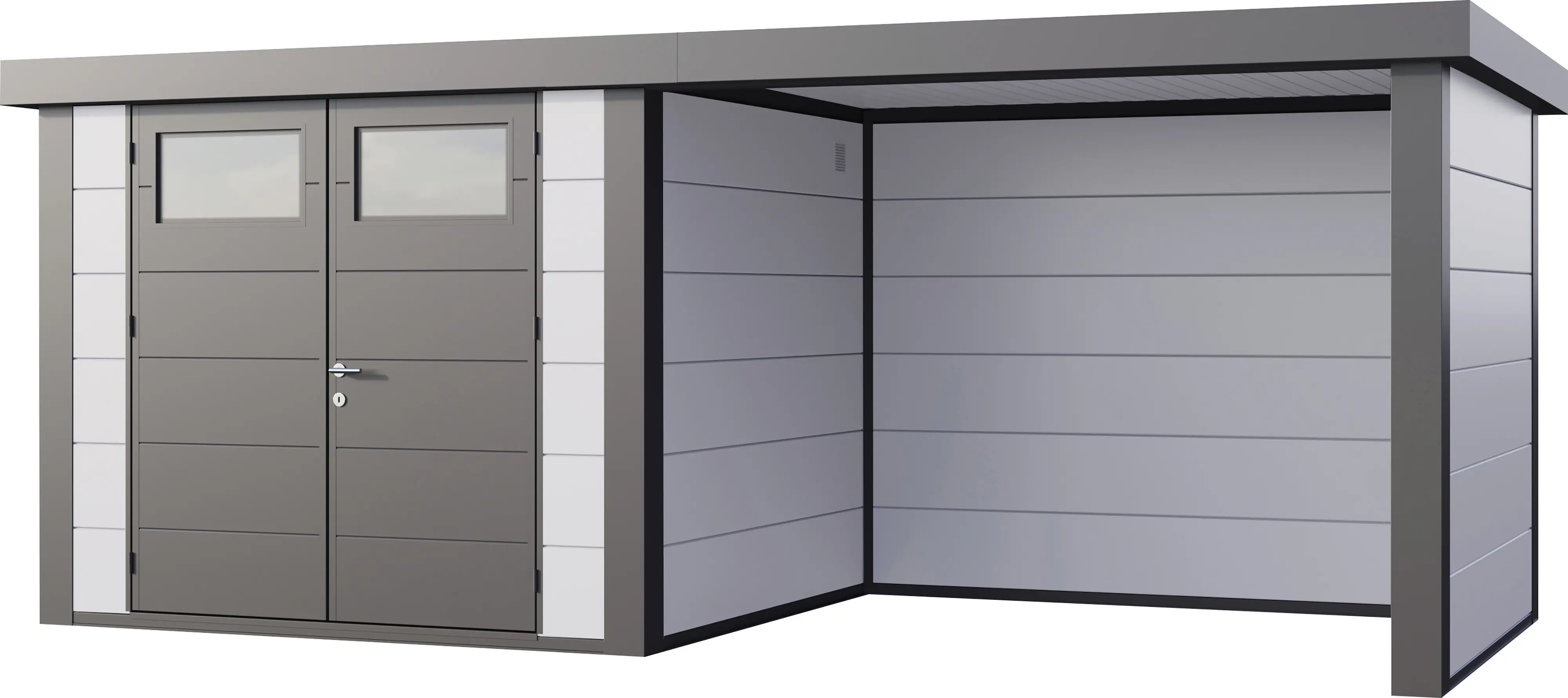 Telluria Gerätehaus Classico Lounge S 2724 rechts weiß 552 x 238 cm