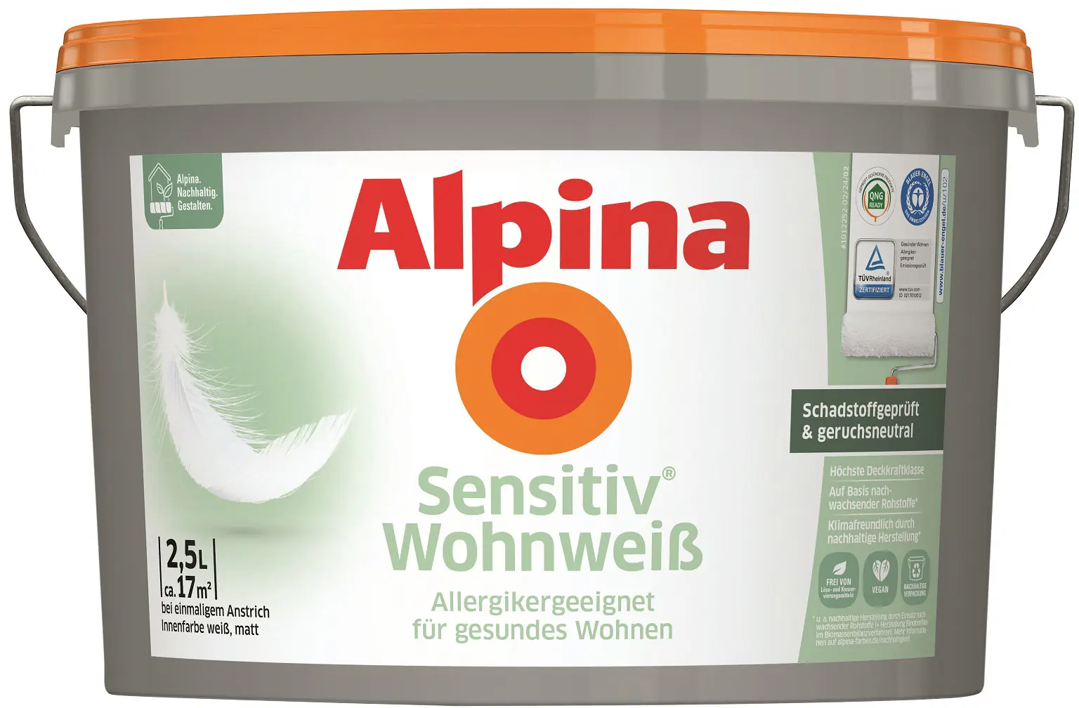 Alpina Sensitiv Wohnweiß Wandfarbe 2,5 L
