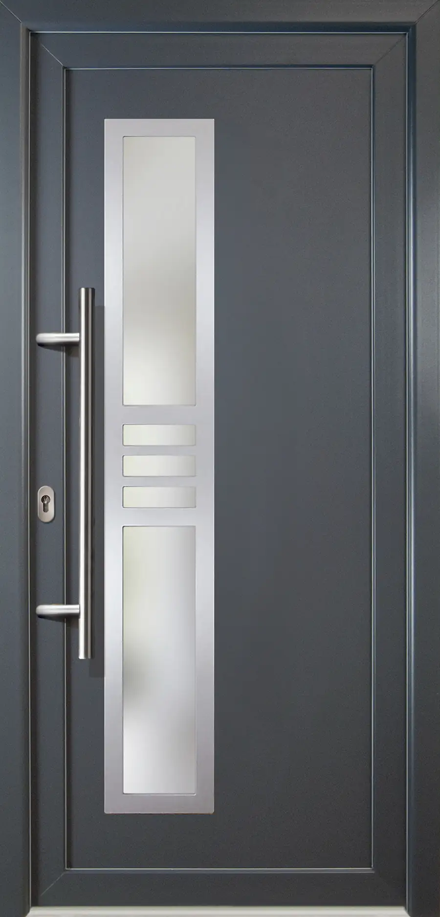 Meeth Haustür Signum PVC Modell 53 88 x 208 cm, DIN links, weiß/titan