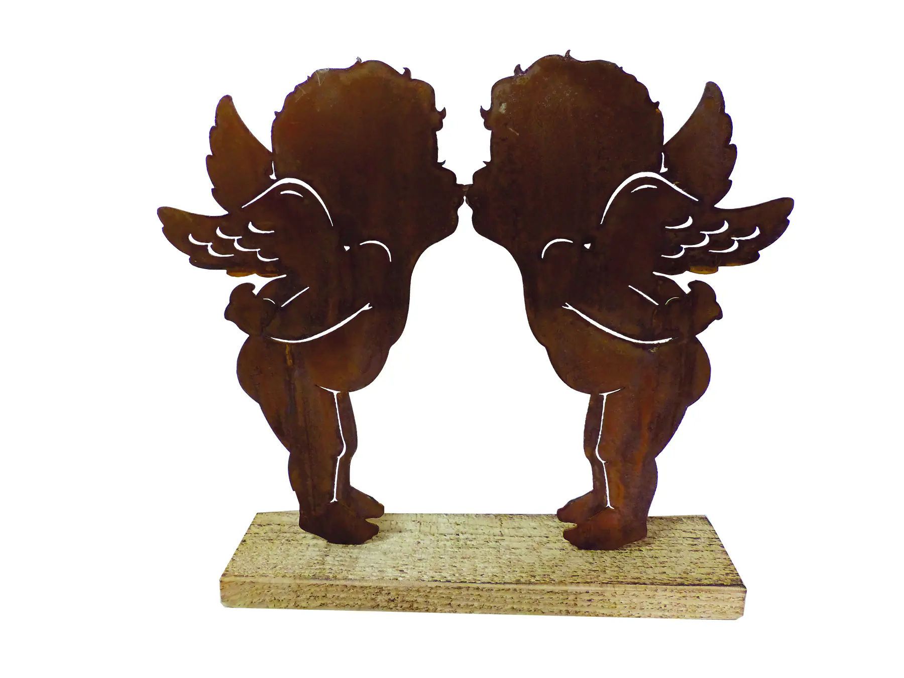 Badeko Engelpaar Love auf Fichtenholz 25 x 28 cm rostoptik