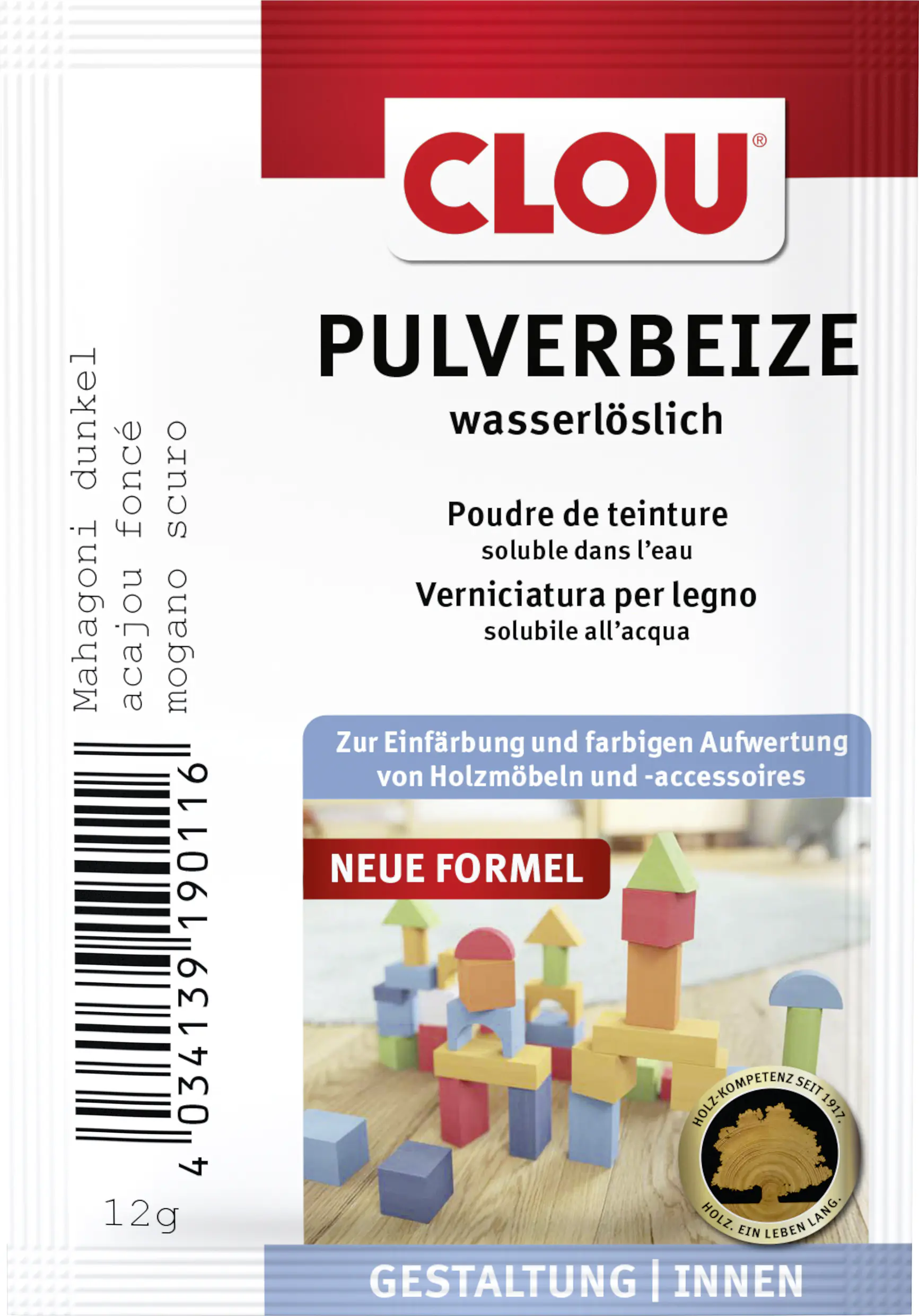 Clou Holzbeize 12 g mahagoni dunkel