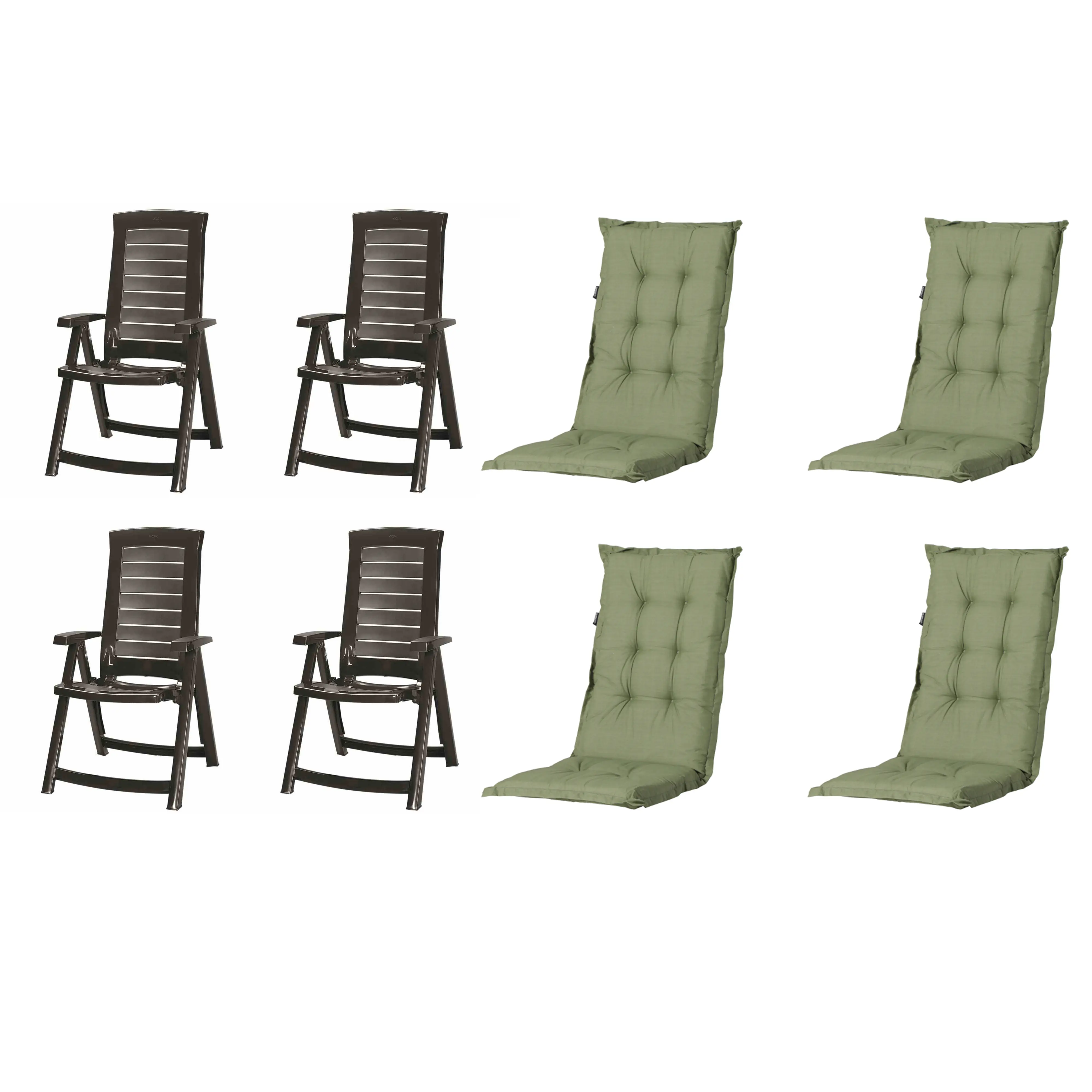 Jardin Gartenstuhl-Set Aruba mit Auflagen graphit/grün 8-tlg.