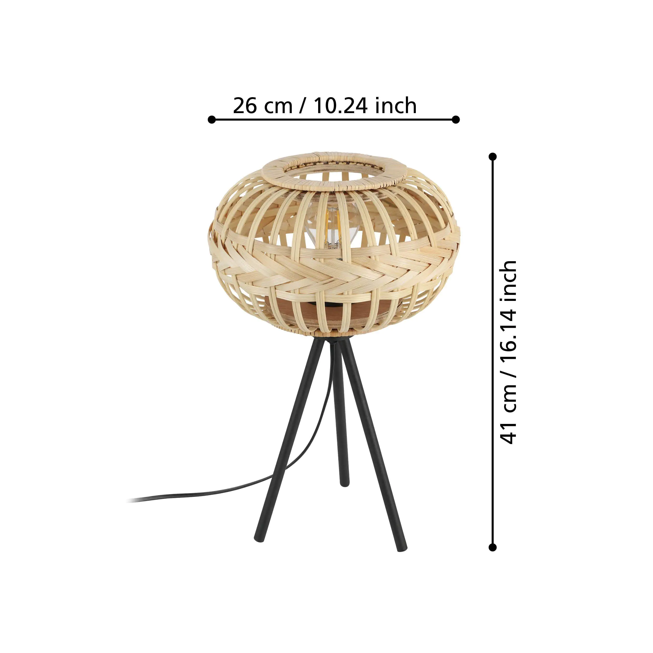 Eglo Tischlampe Amsfield 41 x 26 cm schwarz/natur