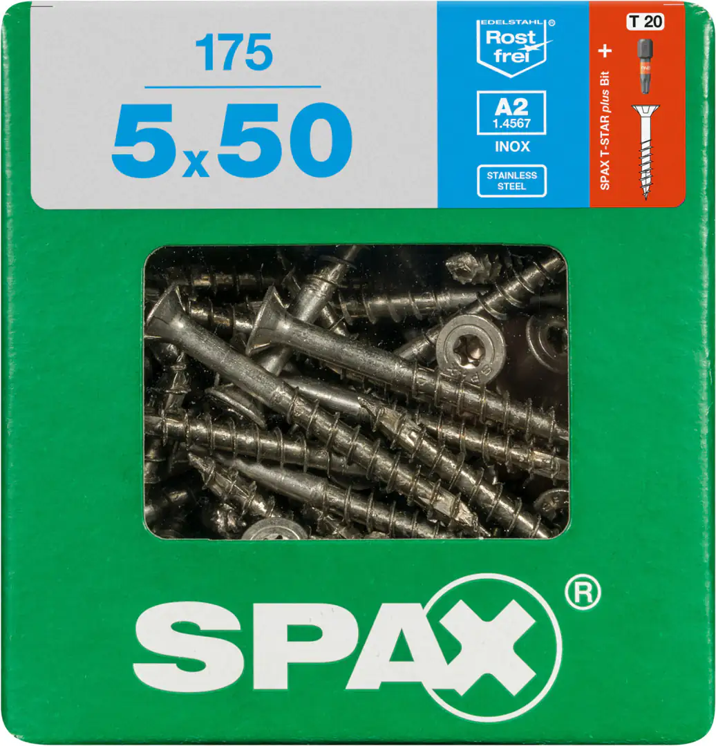 Spax Universalschrauben 5.0 x 50 mm TX 20 - 175 Stück Edelstahl