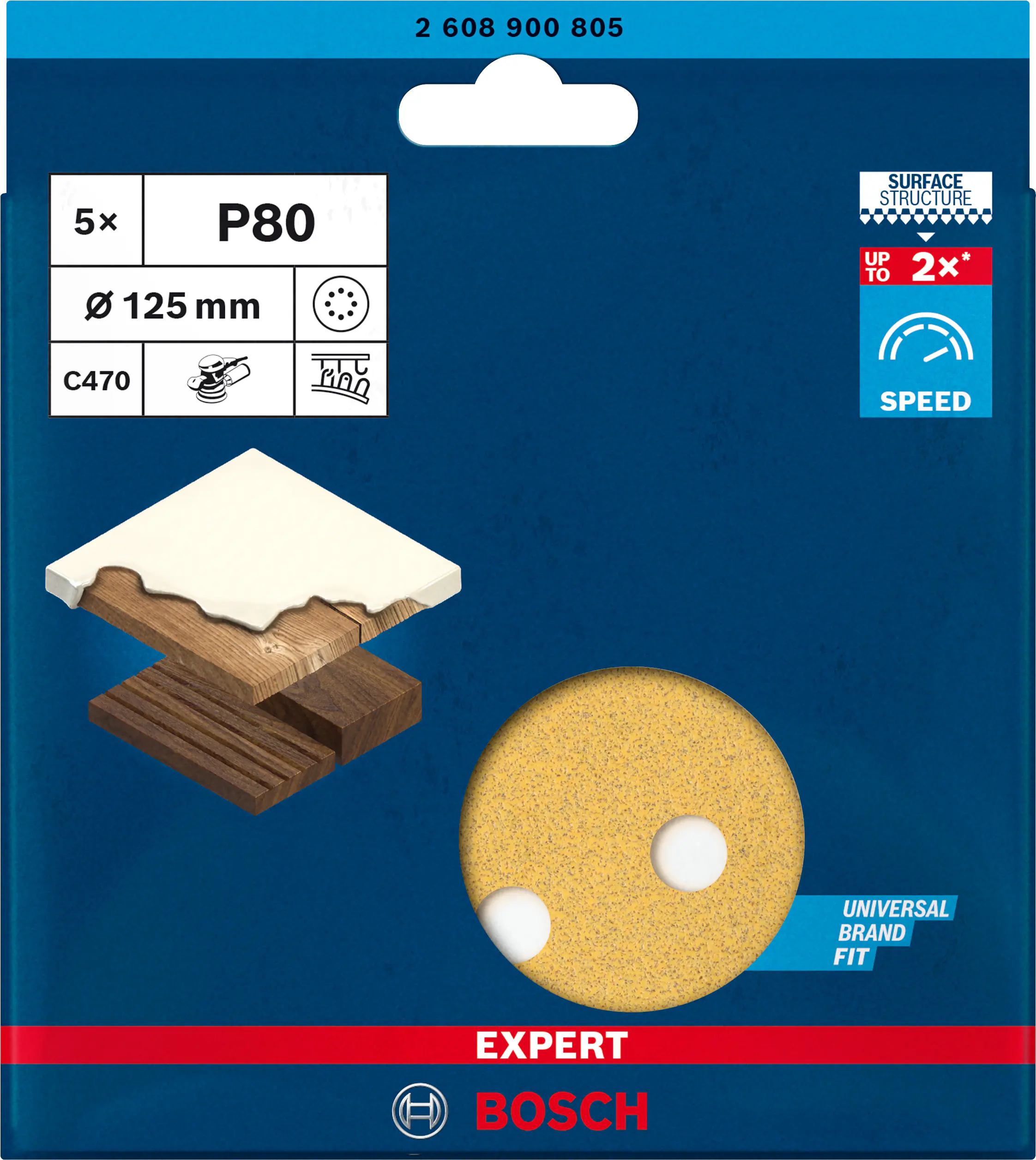Bosch Expert C470 Schleifpapier für Exzenterschleifer 125 mm G 80 5-teilig