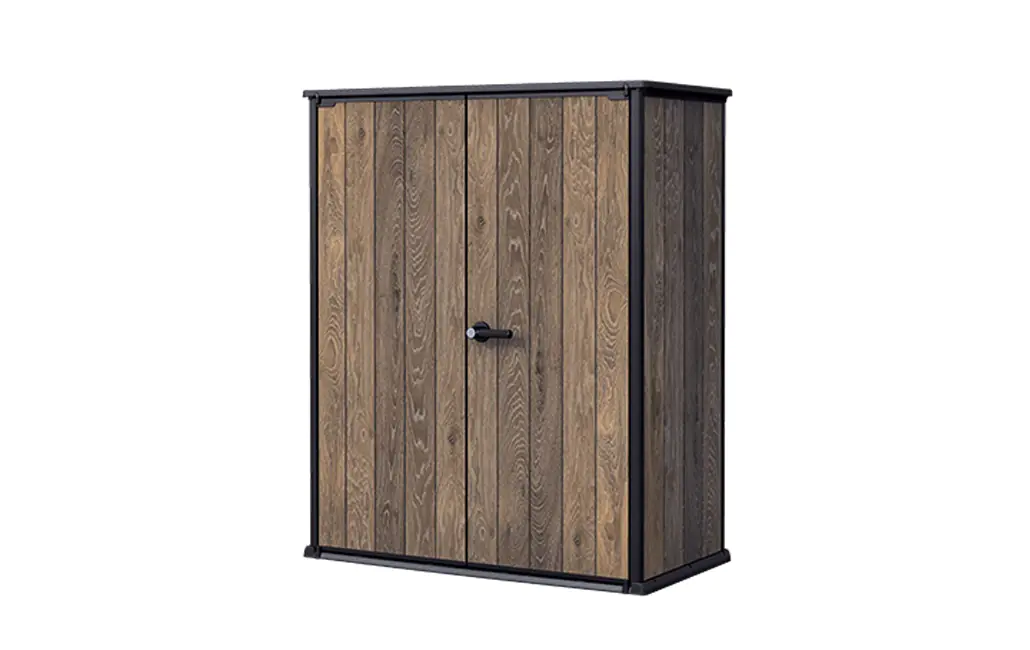 Keter Kunststoff Gartenschrank Signature Walnuss Alto 140 x 73,6 x 170,4 cm braun Holzoptik 