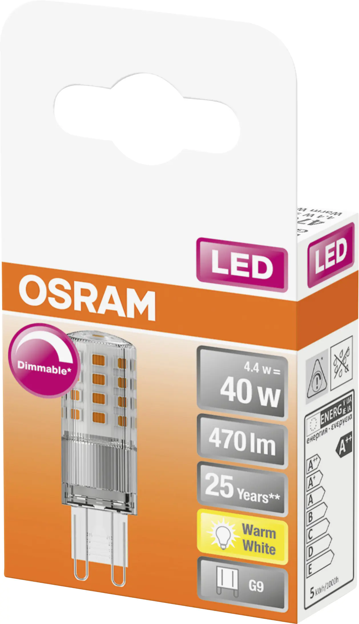 Osram LED Stiftsockellampe Superstar G9 4 W warmweiß, dimmbar, klar