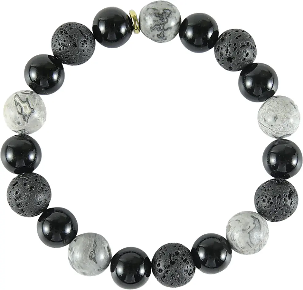 Glorex Armband Naturstein DIY schwarz-weiß 10 mm