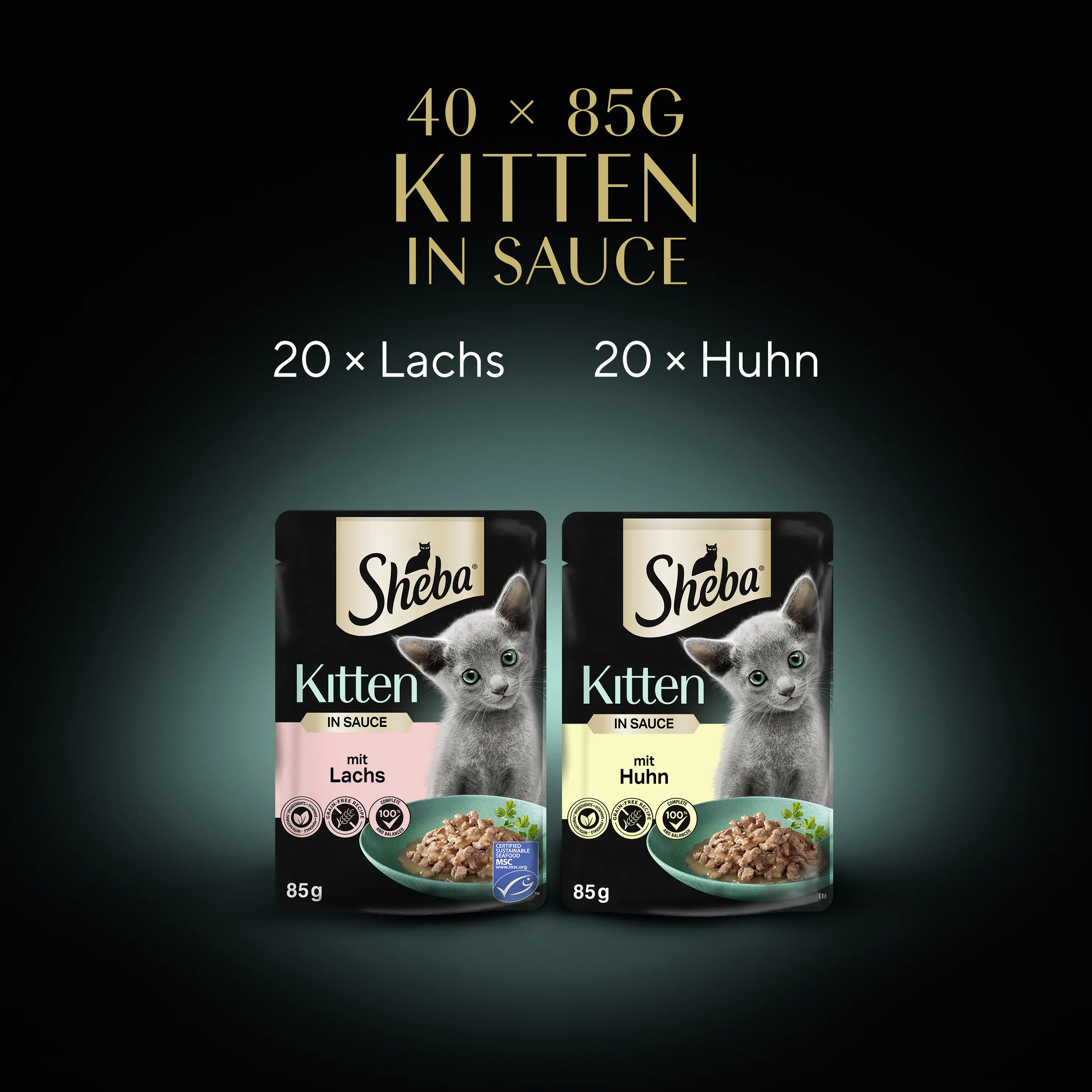 Sheba Katzennassfutter Junior 40 x 85 g Geflügel in Sauce