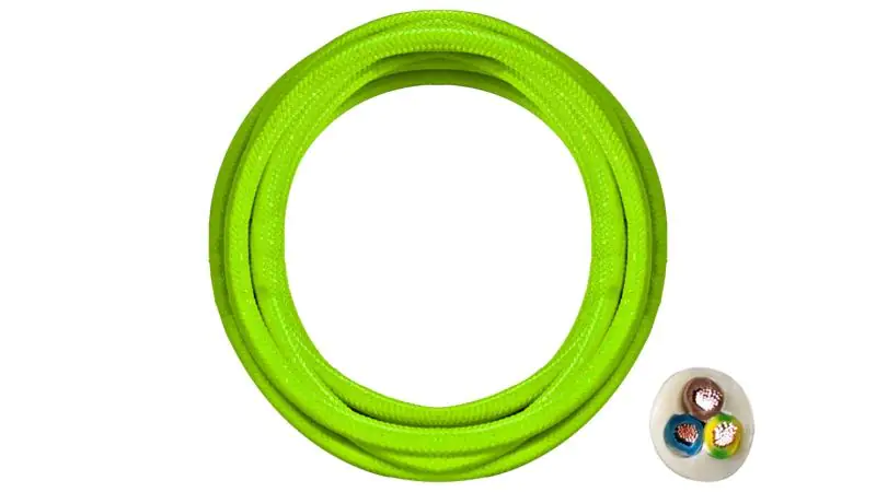 Textilkabel glatt Litze 3 G 0,75 - 3 Meter, neongelb