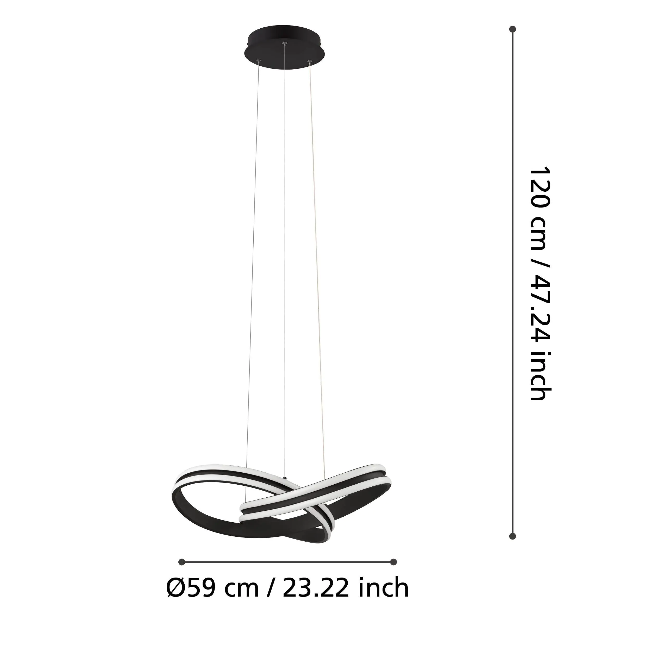 Eglo LED Pendelleuchte Corredera schwarz 50 x 210 cm warmweiß