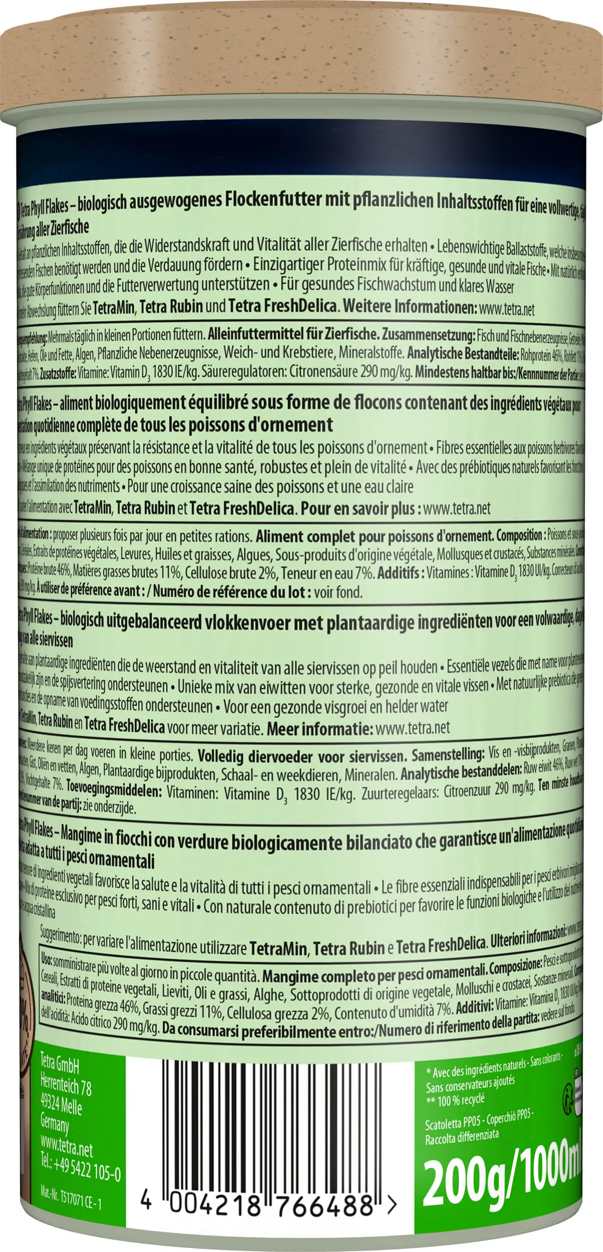 Tetra Fischfutter Phyll Flocken 1 L
