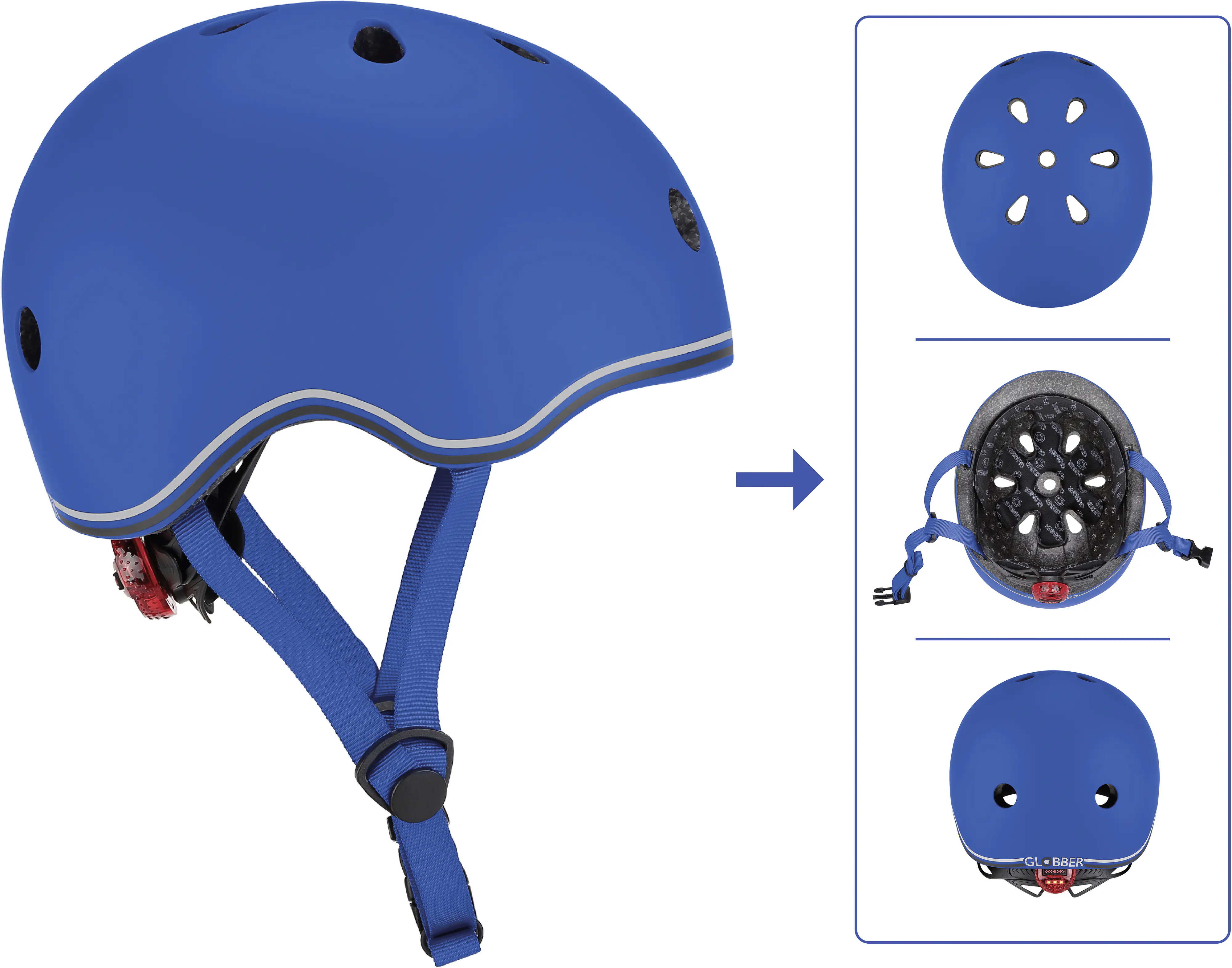 Globber Fahrradhelm Kinder Go-Up lights XXS/XS dunkelblau