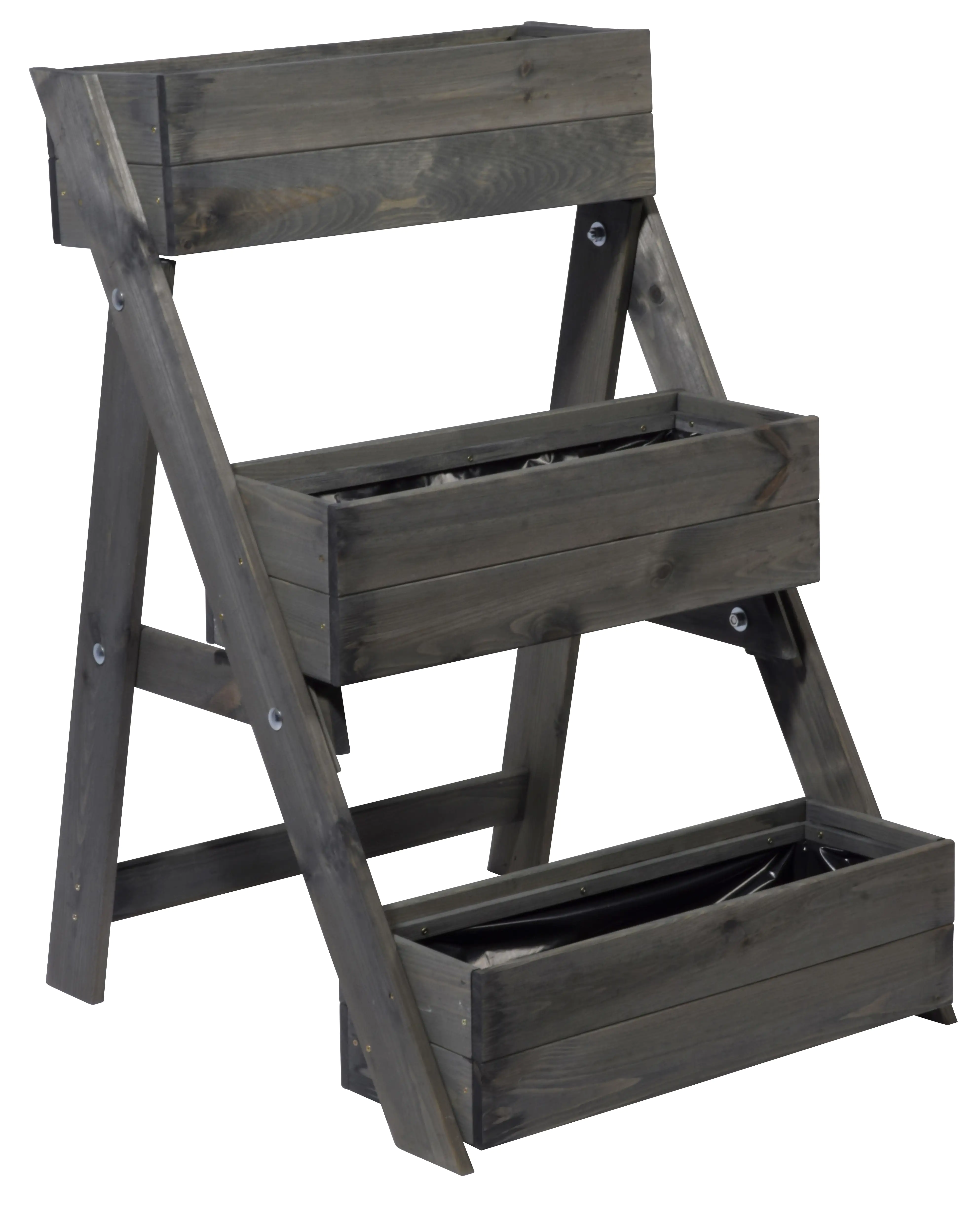 Dobar Dreistufige Pflanztreppe grau ca. 60x70x90 cm