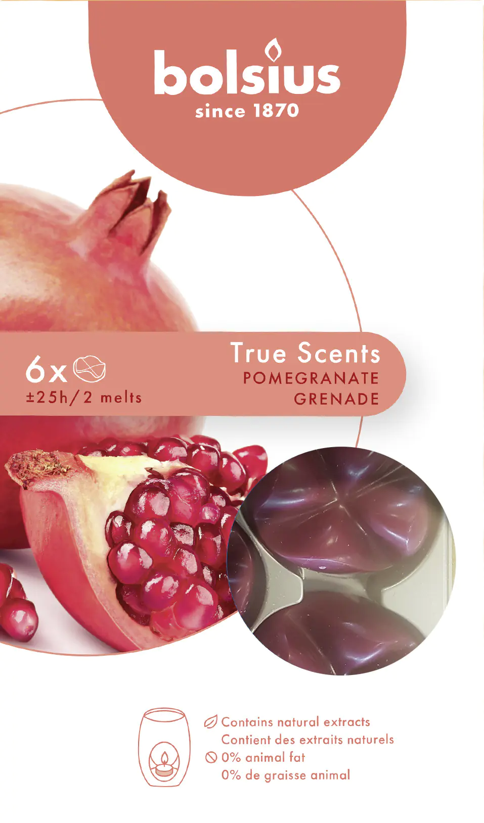 Bolsius Aromatic Wax Melts Granatapfel, 6er Pack