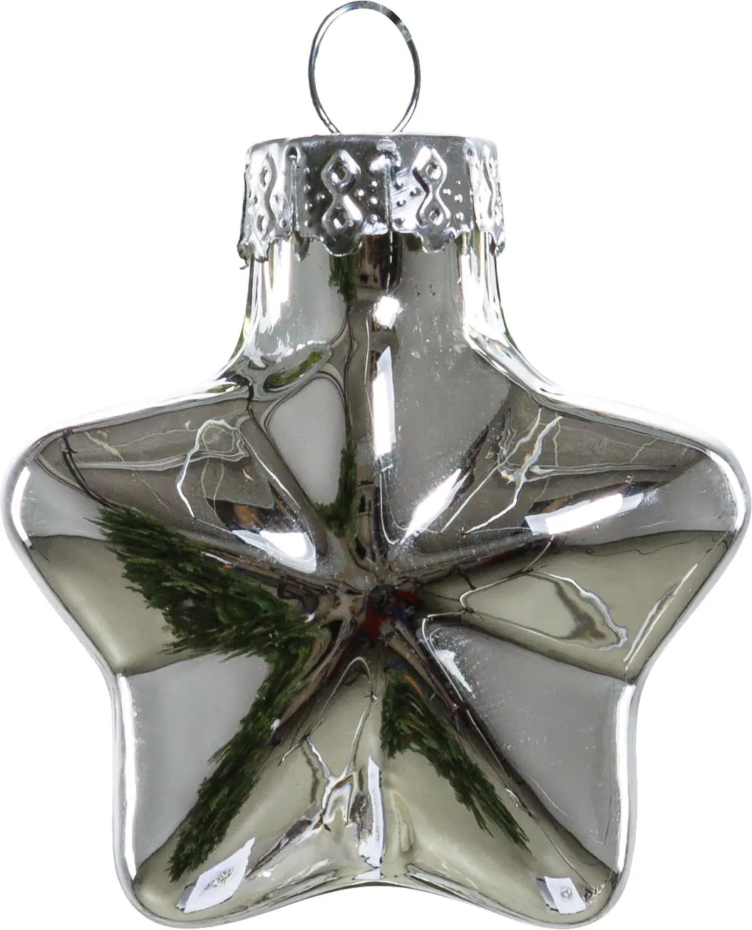 TrendLine Weihnachtskugeln Glas-Sterne 4 cm silber 12 Stück